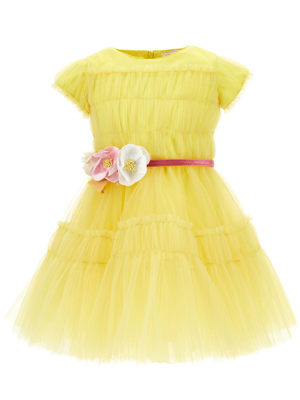 MONNALISA Girls Yellow tulle dress with flowers -19B900