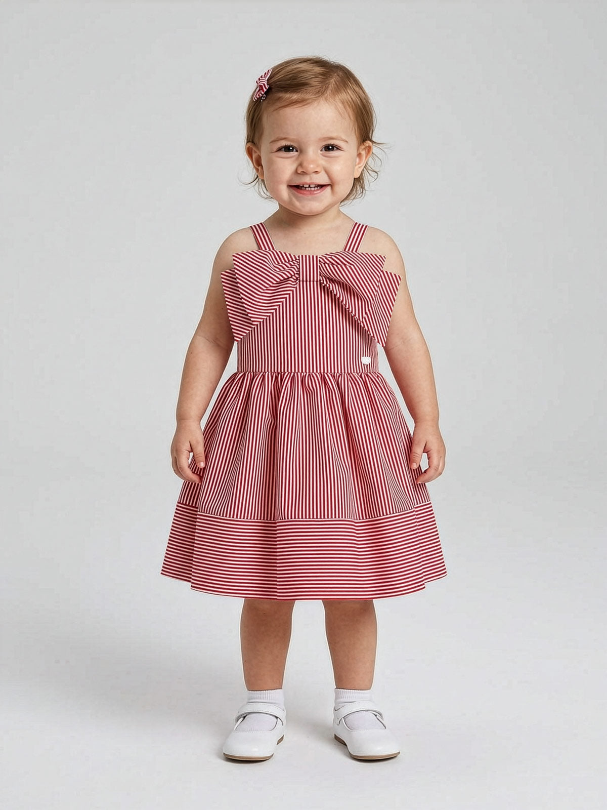 Monnalisa striped dress with bow for little girl-11G914