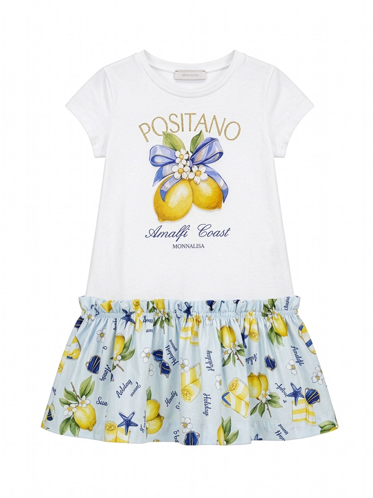 Monnalisa-Girls’ Dress with lemon print & rhinestone