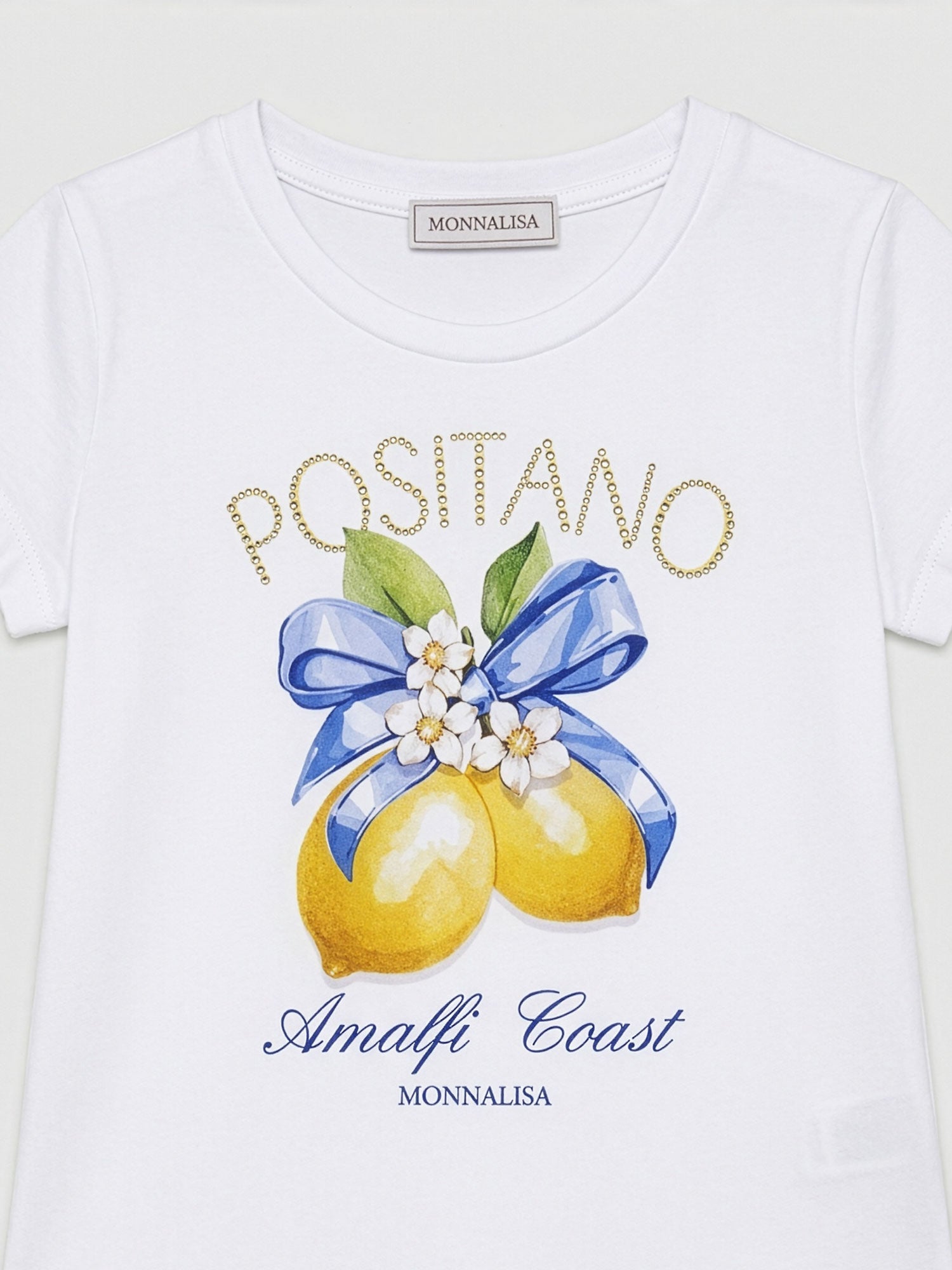 Monnalisa-Girls’ Dress with lemon print & rhinestone