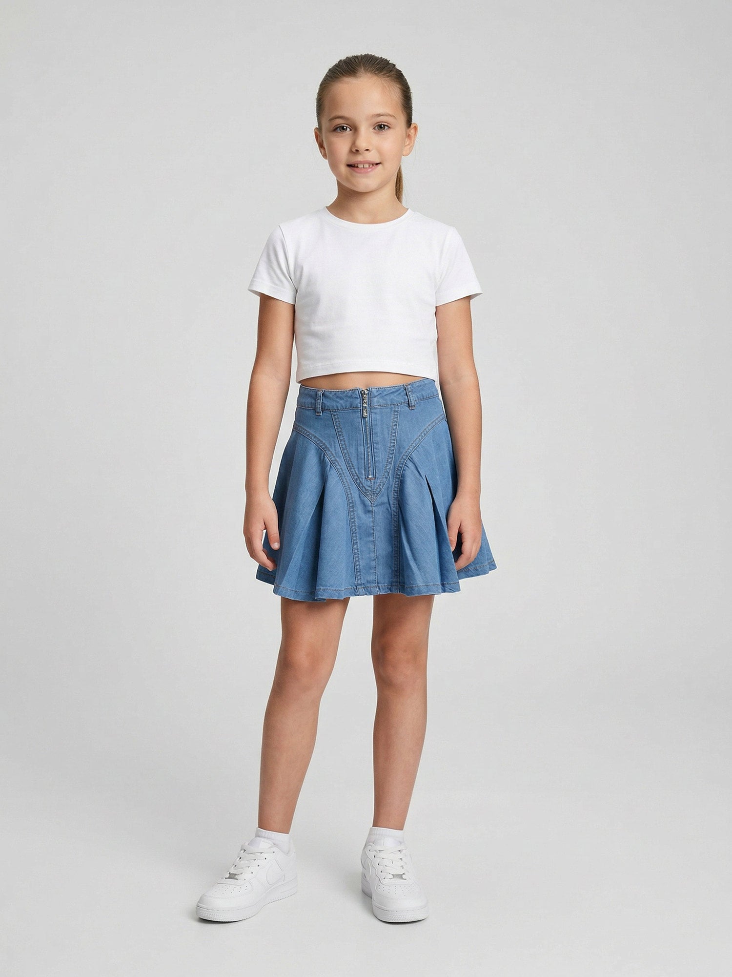 Twinset -Girls' skirt chambray with zipper front