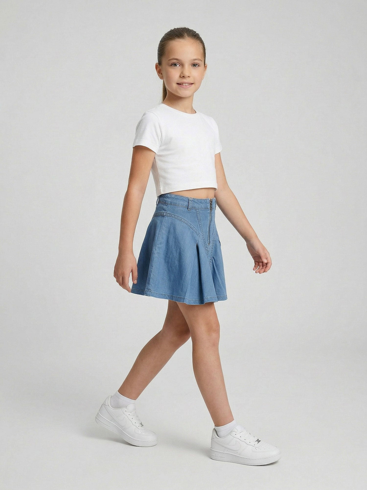 Twinset -Girls' skirt chambray with zipper front