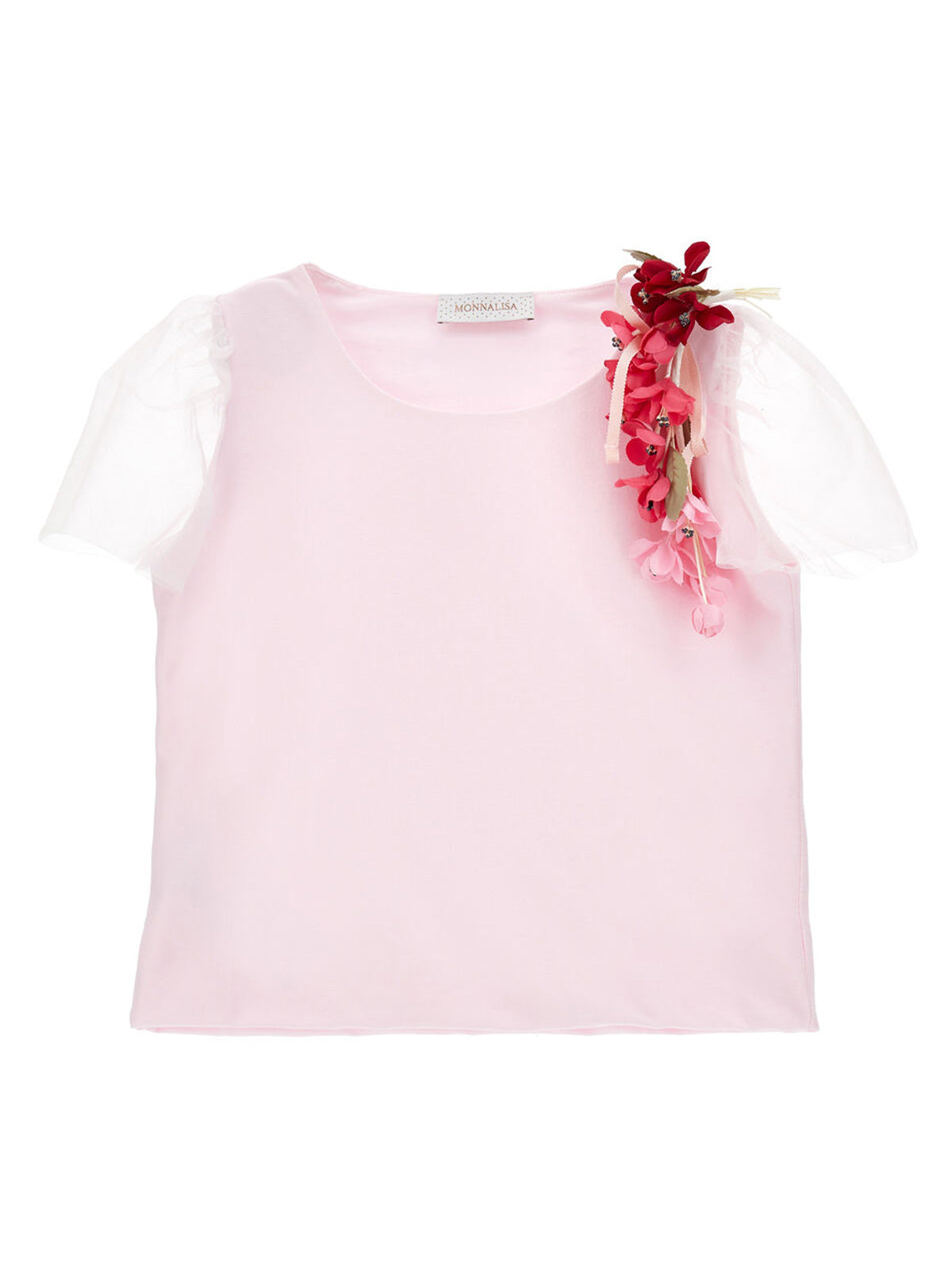 Monnalisa Girl's T-shirt with tulle sleeves-71G605