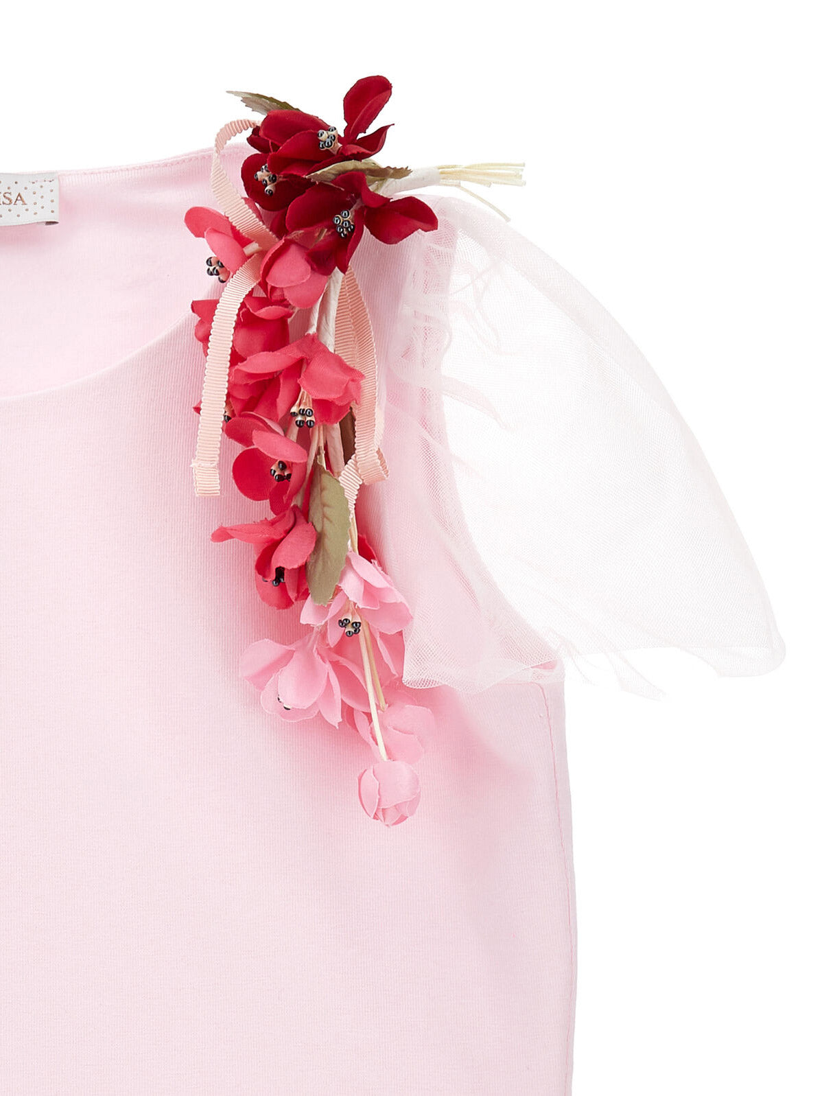 Monnalisa Girl's T-shirt with tulle sleeves-71G605