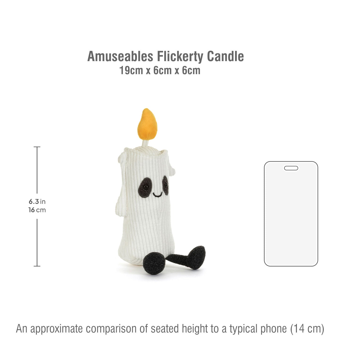 Jellycat soft toy Amuseables Flickerty Candle-A4CAND