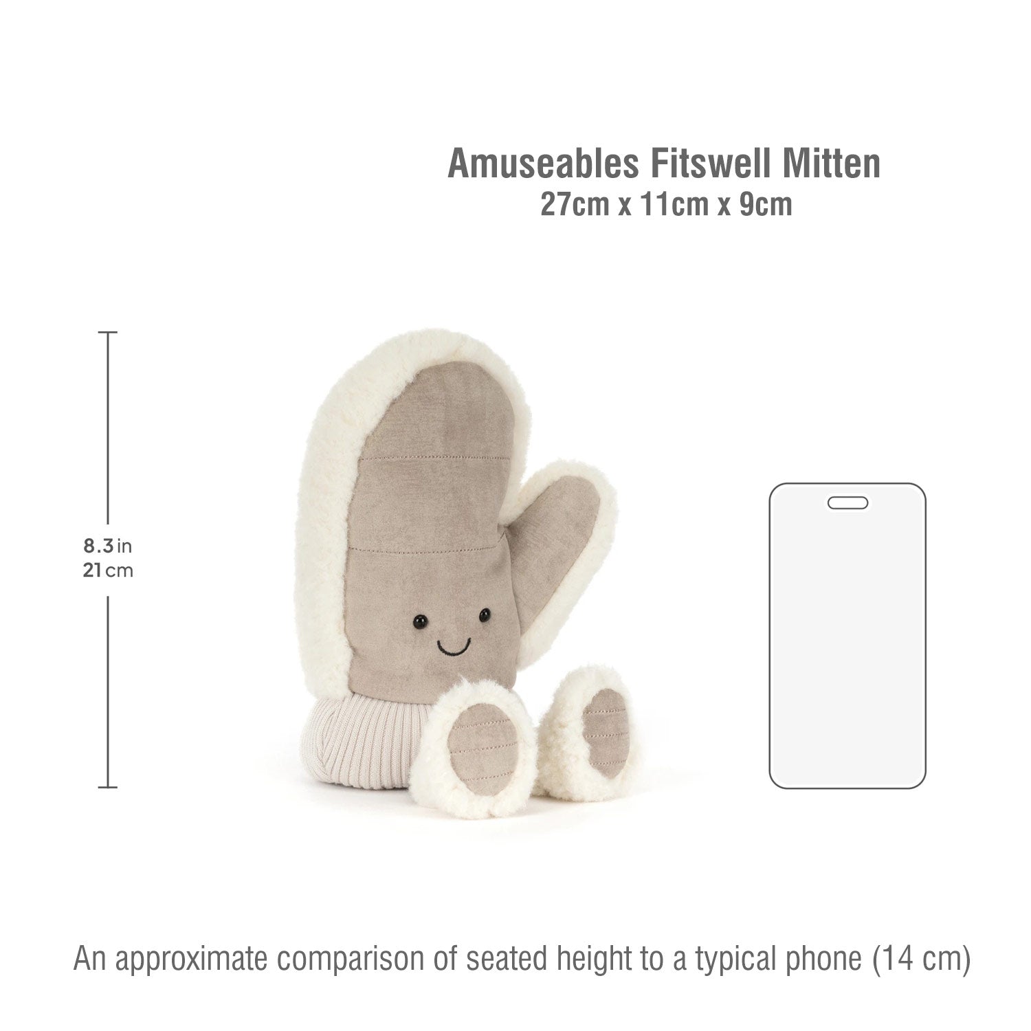 Jellycat soft toy Amuseables Fitswell Mitten-A4MITT