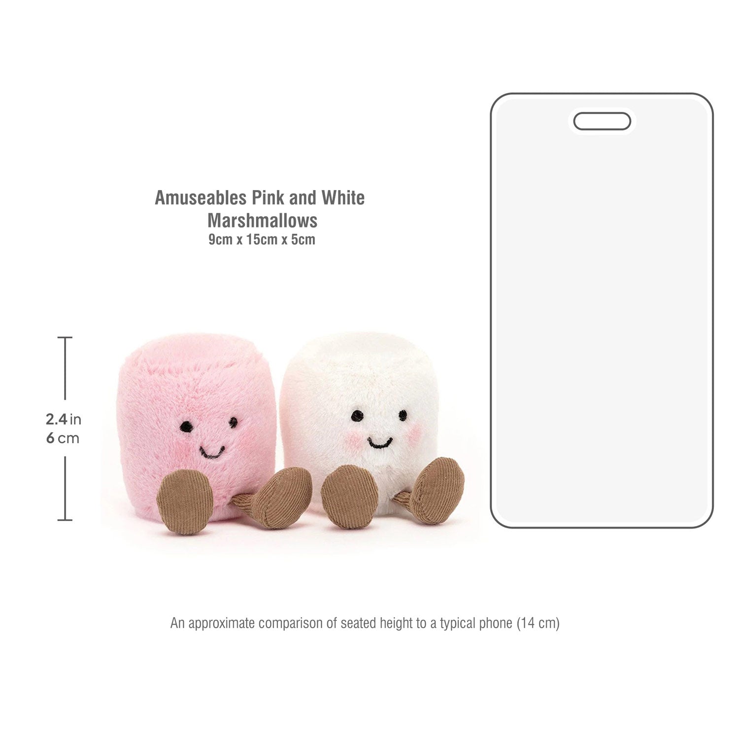Jellycat soft toy Amuseables Pink & White Marshmallows-A6MPWN