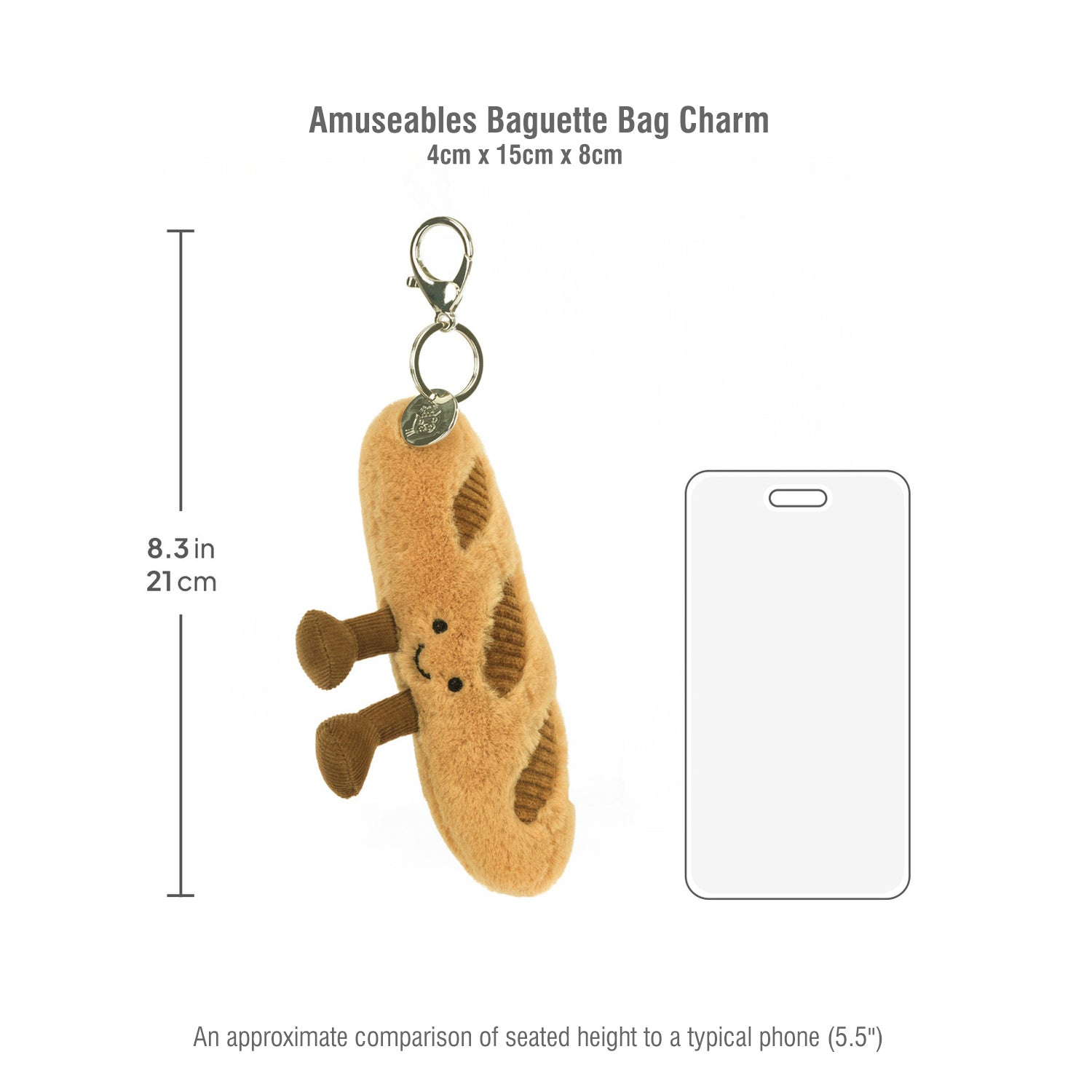 Jellycat Amuseables Baguette Bag Charm-ABG4BC