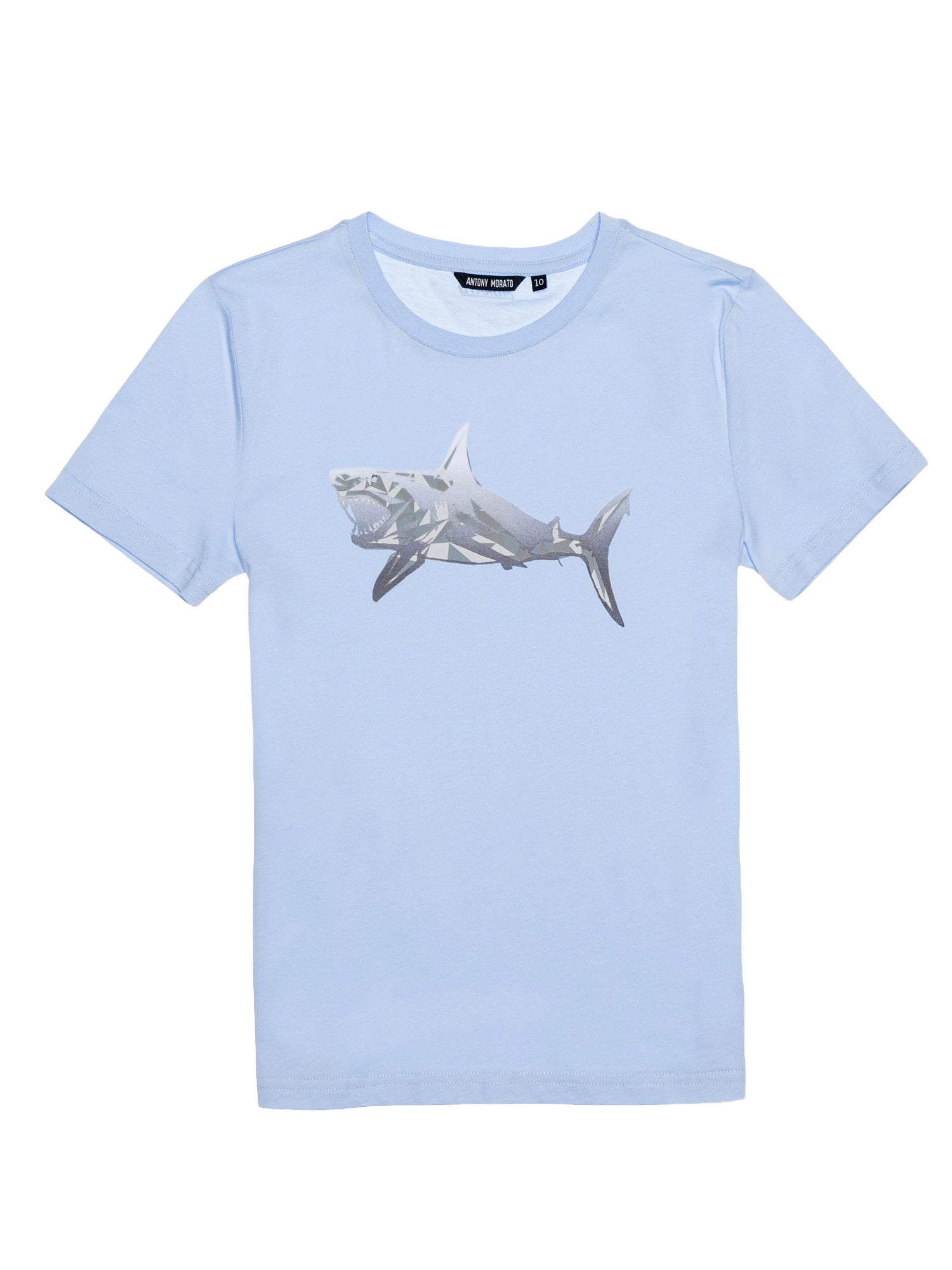 Antony Morato cotton t-shirt with shark print-light blue