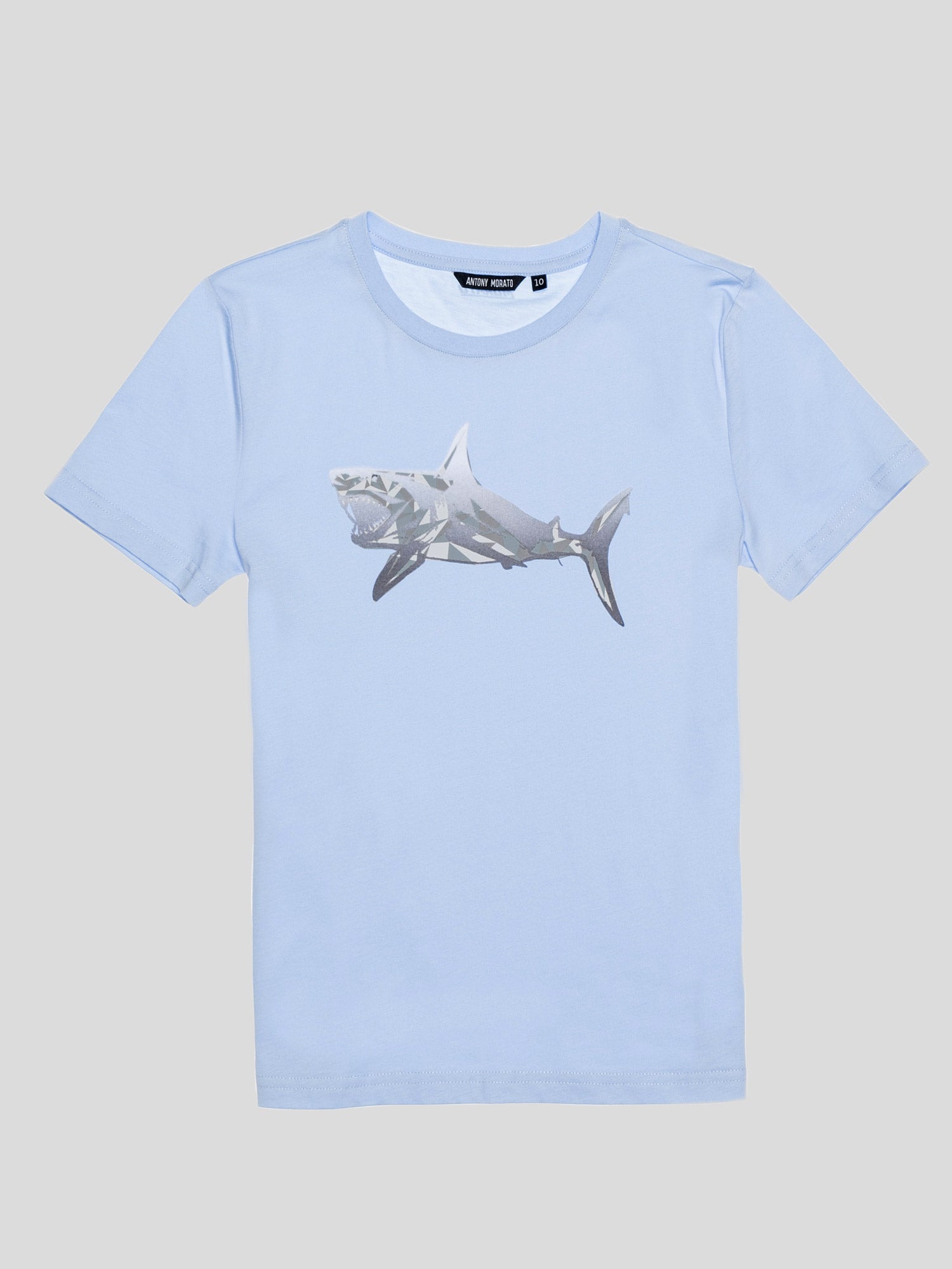Antony Morato cotton t-shirt with shark print-light blue