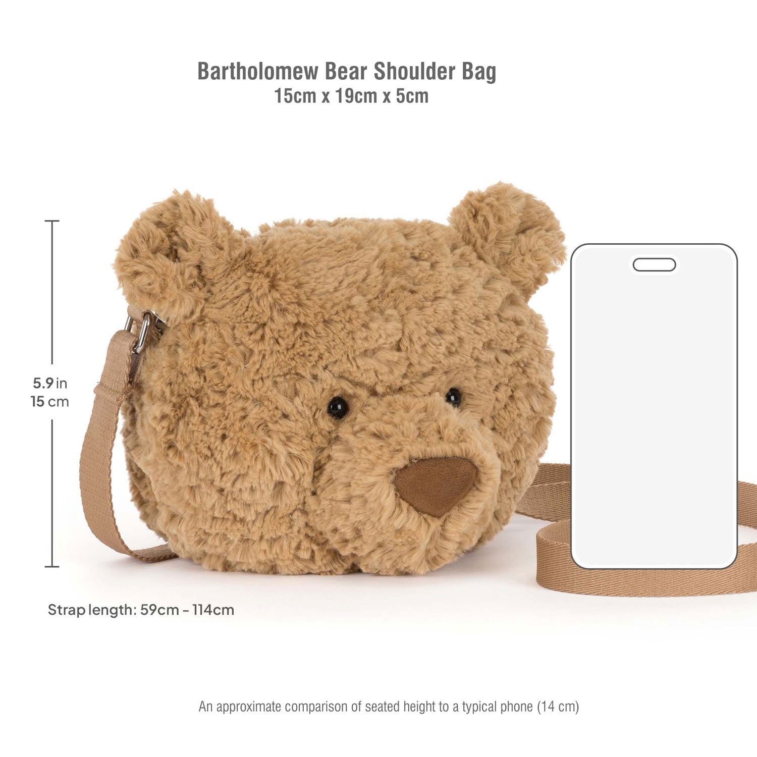 Jellycat Bartholomew Bear Shoulder Bag-BAR4BBR