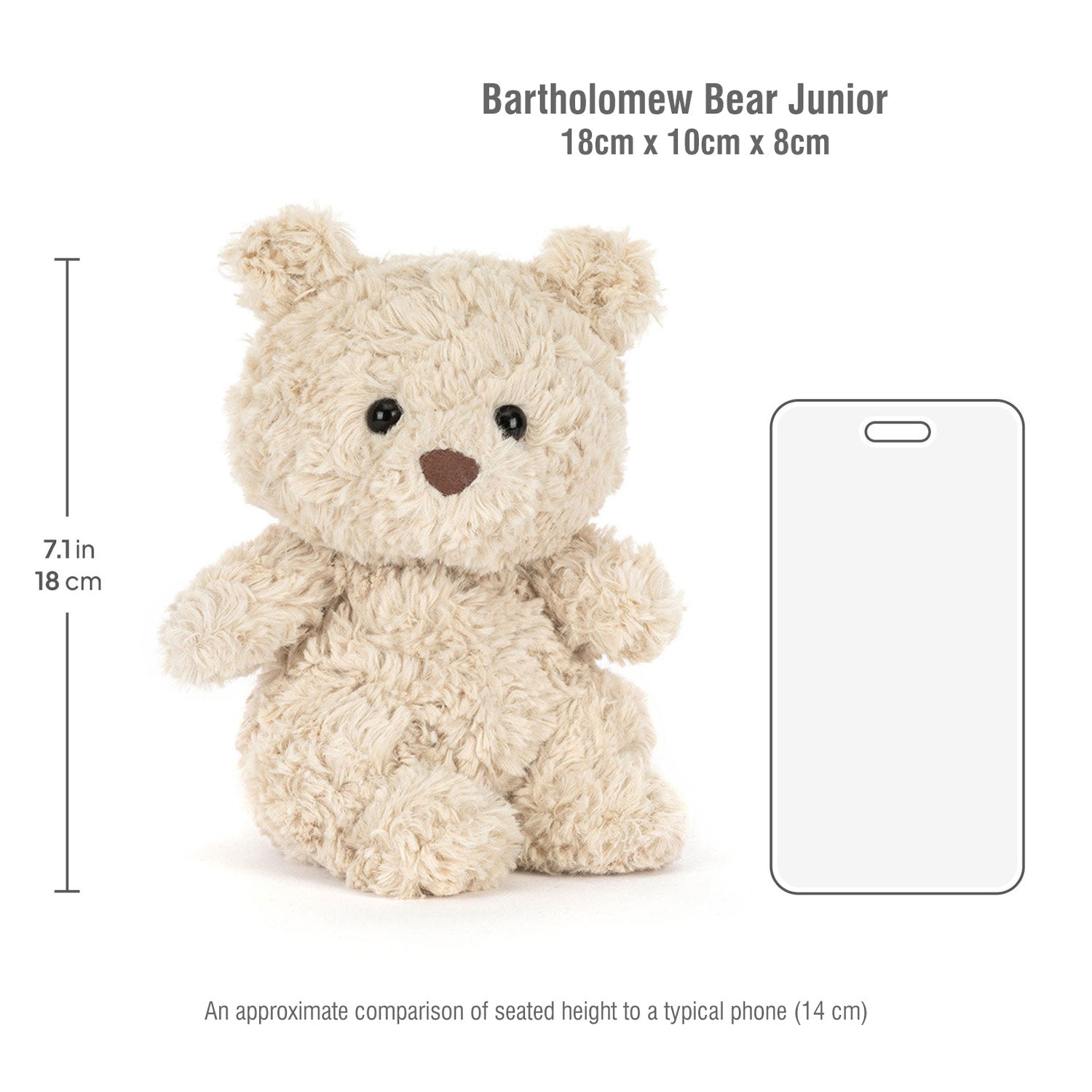 Jellycat soft toy Bartholomew Bear Junior-BARM6BO