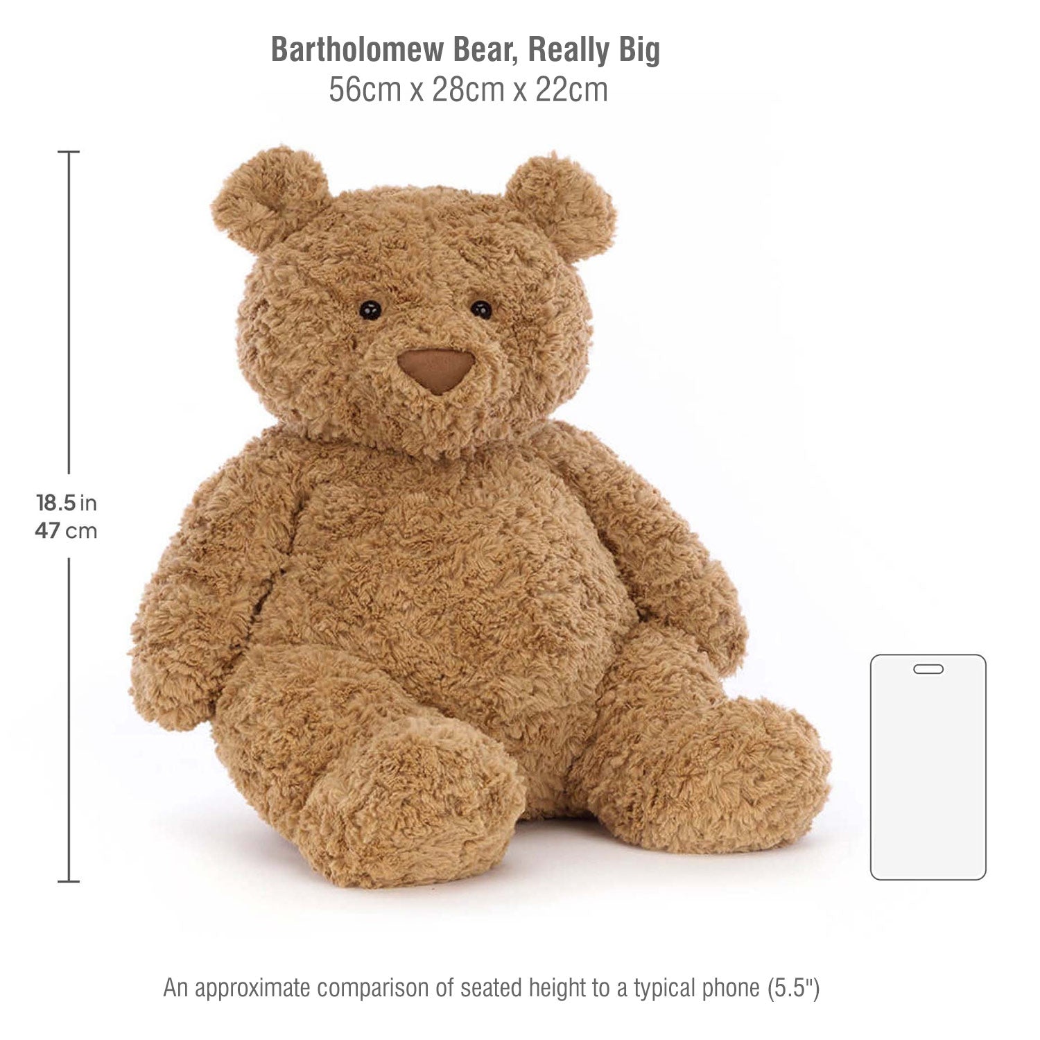 Jellycat soft toy Bartholomew Bear-REALLY BIG 56cm-BARRB1BR