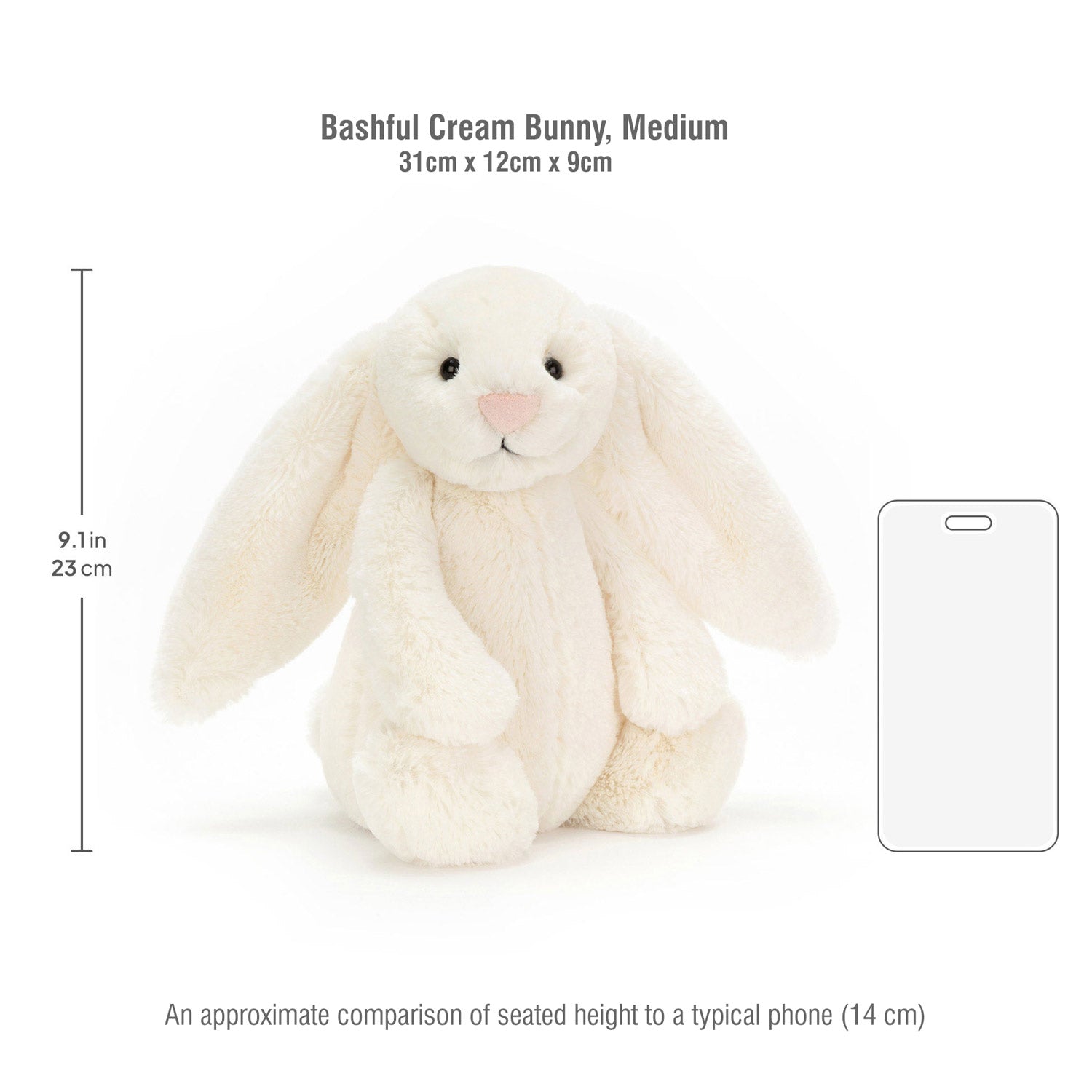 Jellycat Λούτρινο Παιχνίδι Bashful Cream Bunny