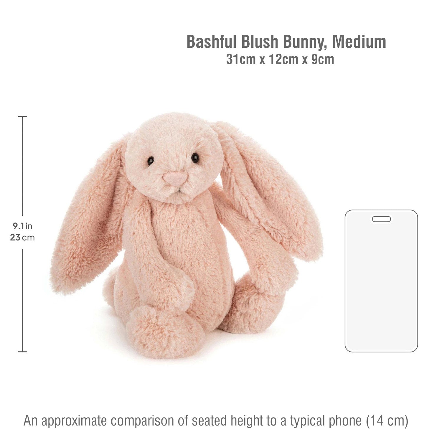 Jellycat Bashful Blush Bunny medium 31cm-BAS3BLU
