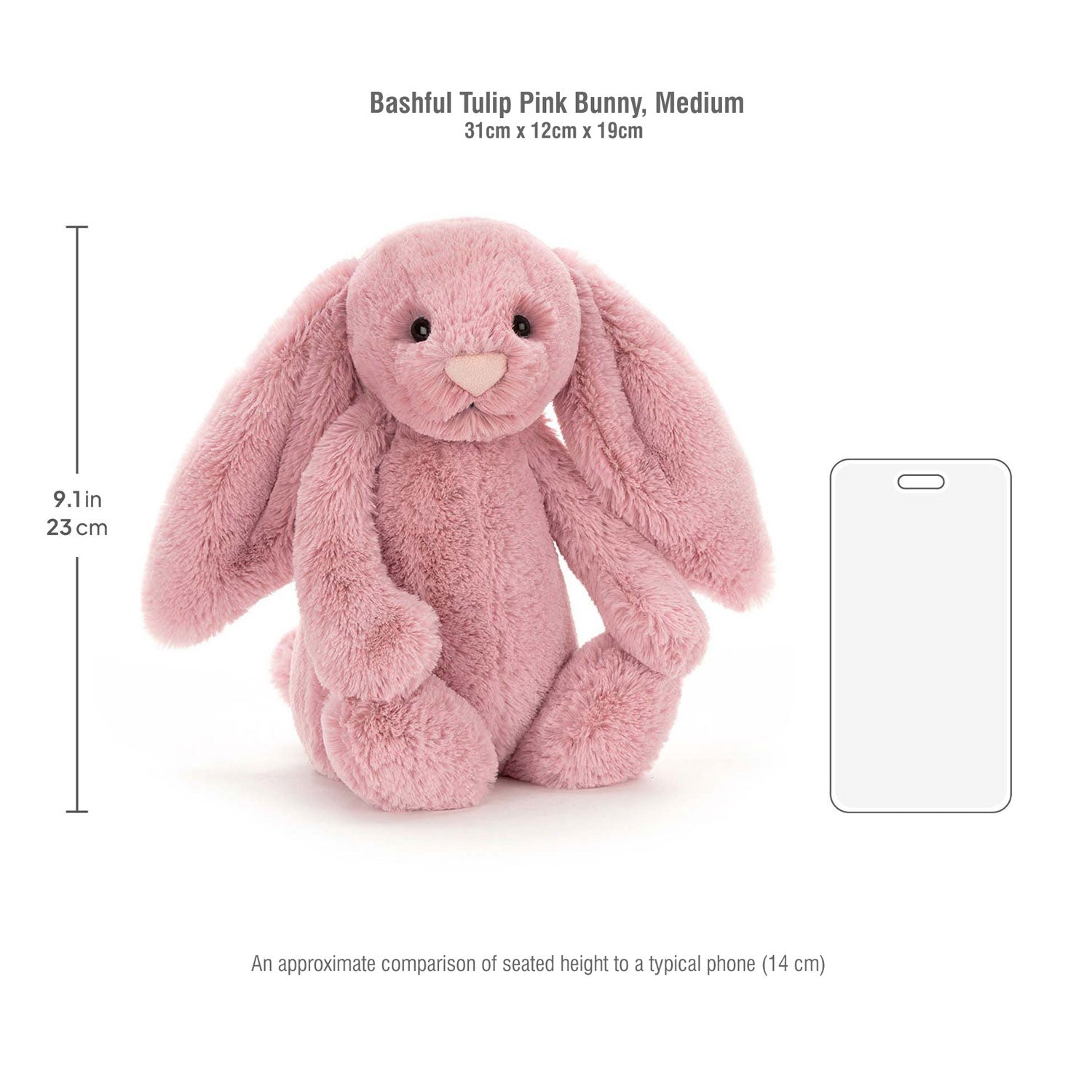 Jellycat soft toy Bashful Tulip Pink Bunny Medium-BAS3BTP