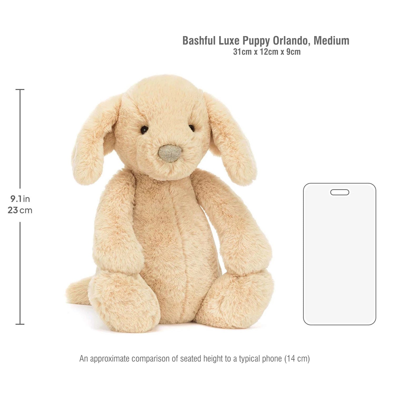 Jellycat soft toy Bashful Luxe Puppy Orlando-BAS3PUP