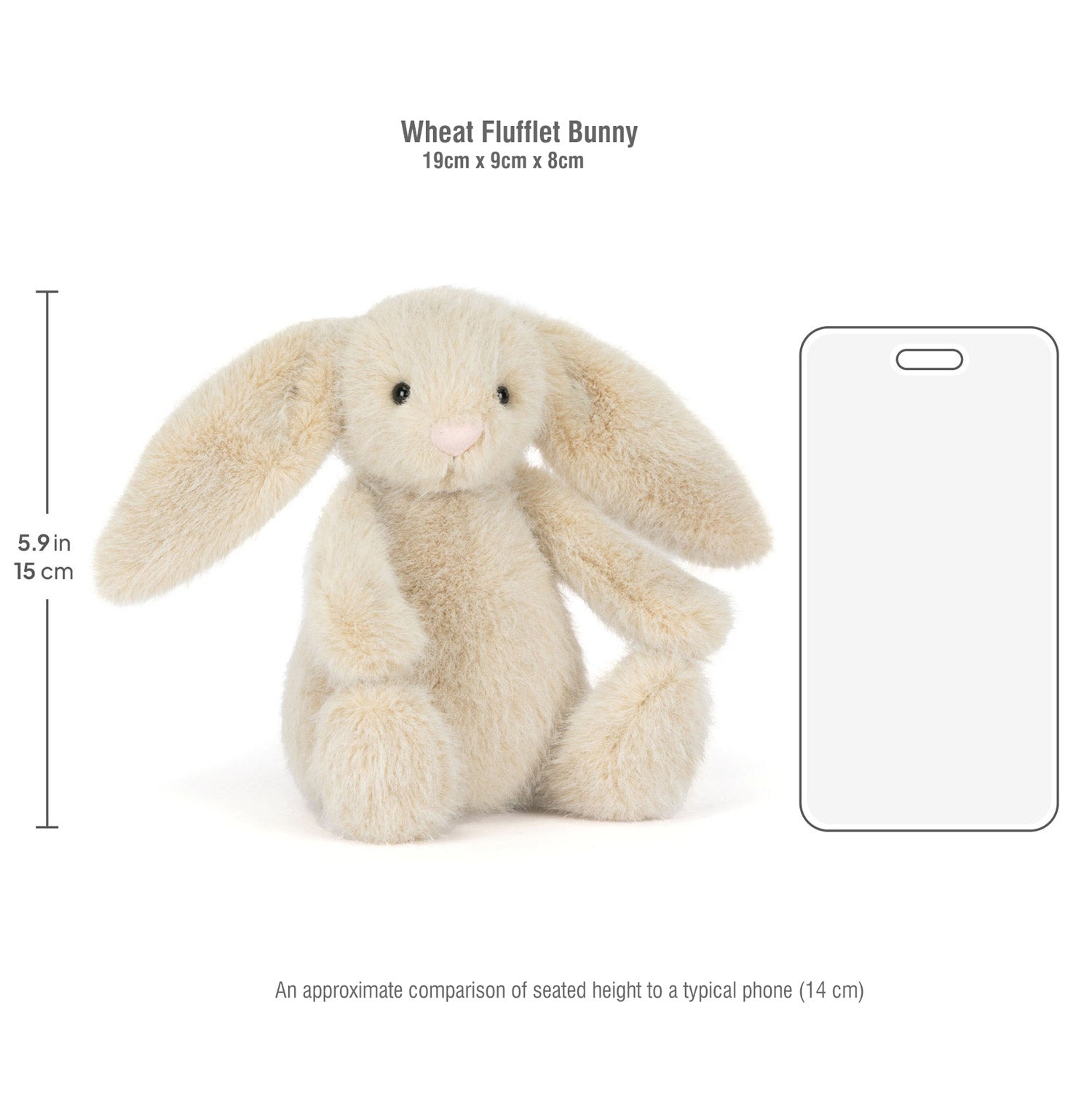 Jellycat soft toy Wheat Flufflet Bunny-BASS6TLB