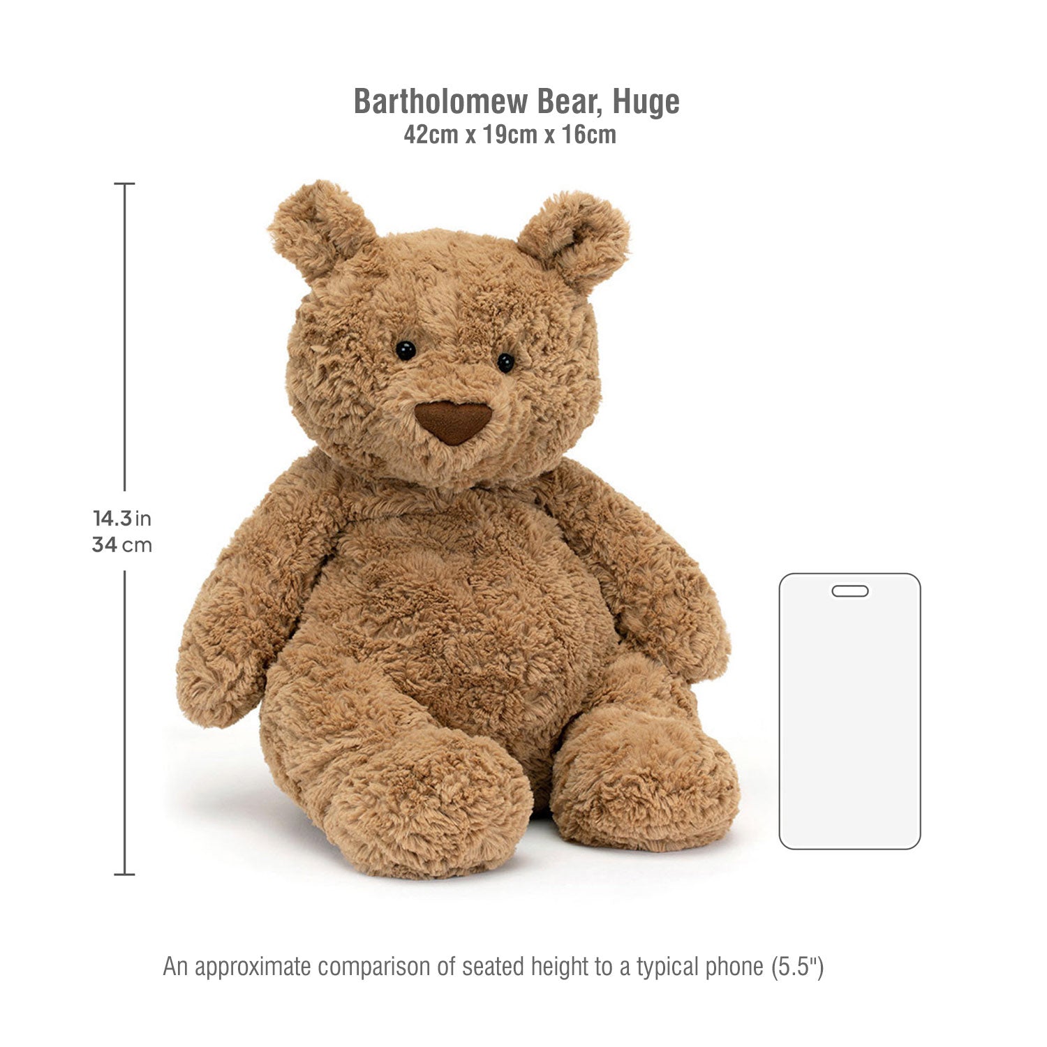 Jellycat soft toy Bartholomew Bear-HUGE 42cm-BARH2BR