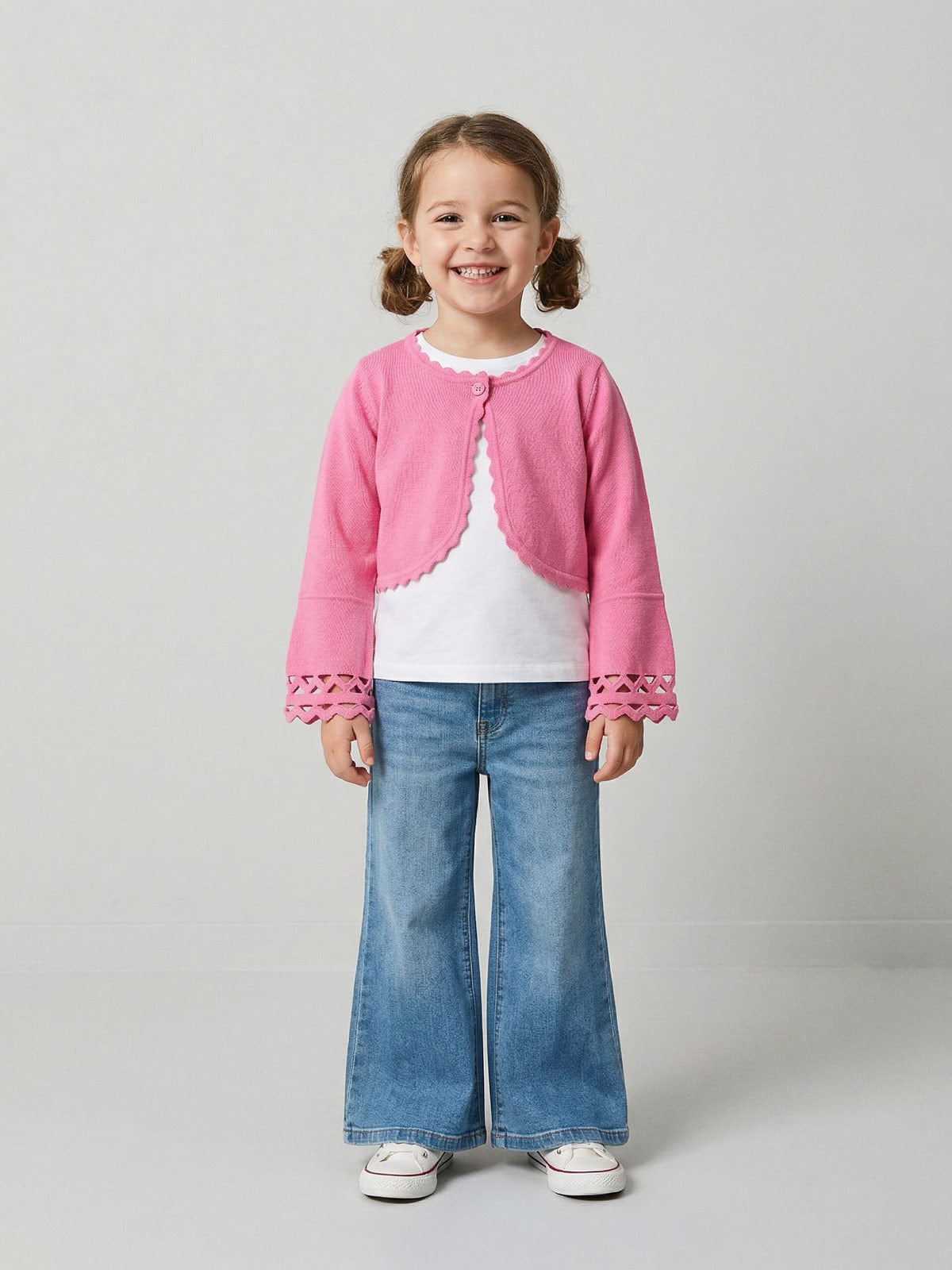 Twinset Girls' Knitted Cardigan with scalloped trim