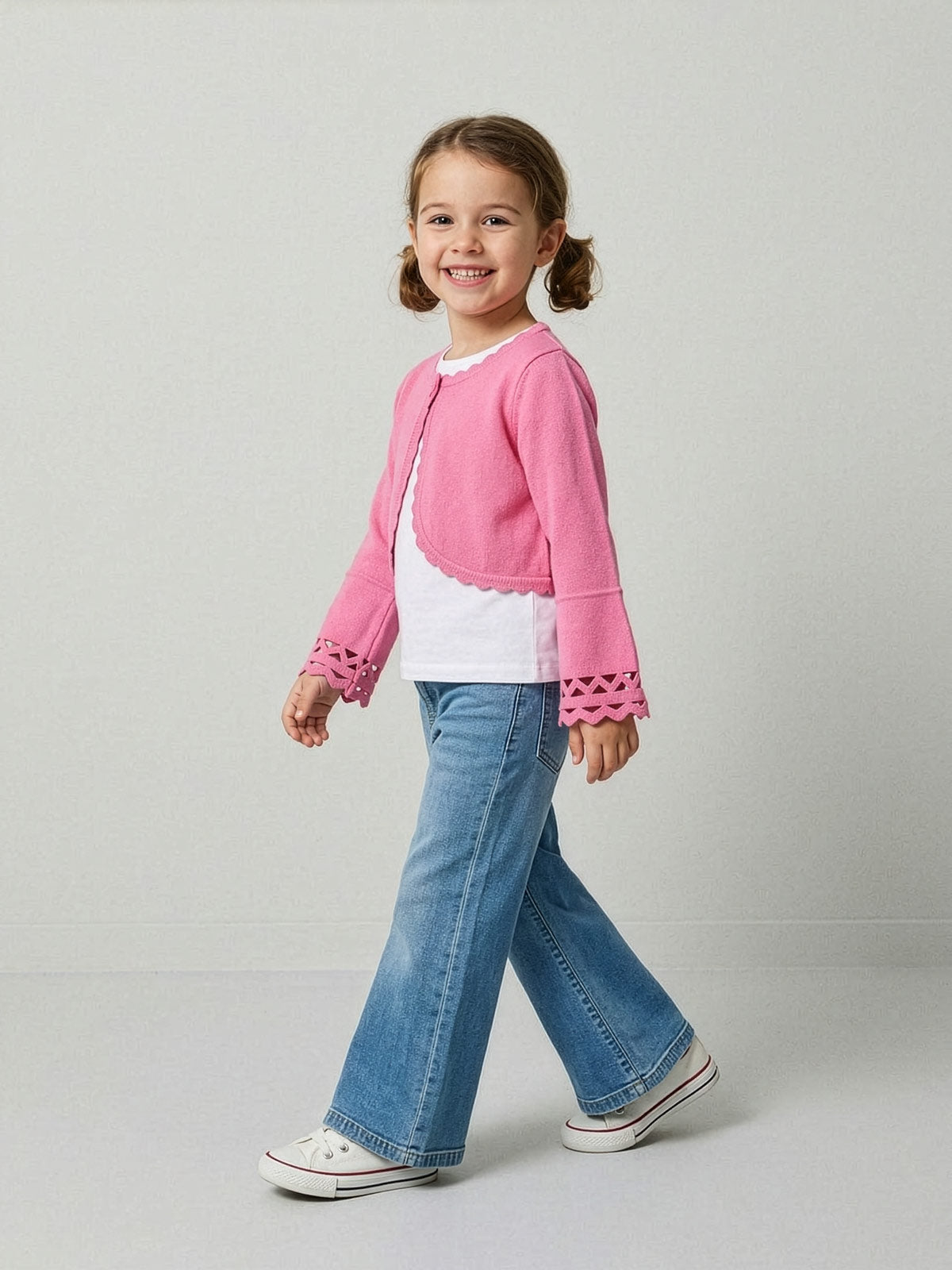 Twinset Girls' Knitted Cardigan with scalloped trim