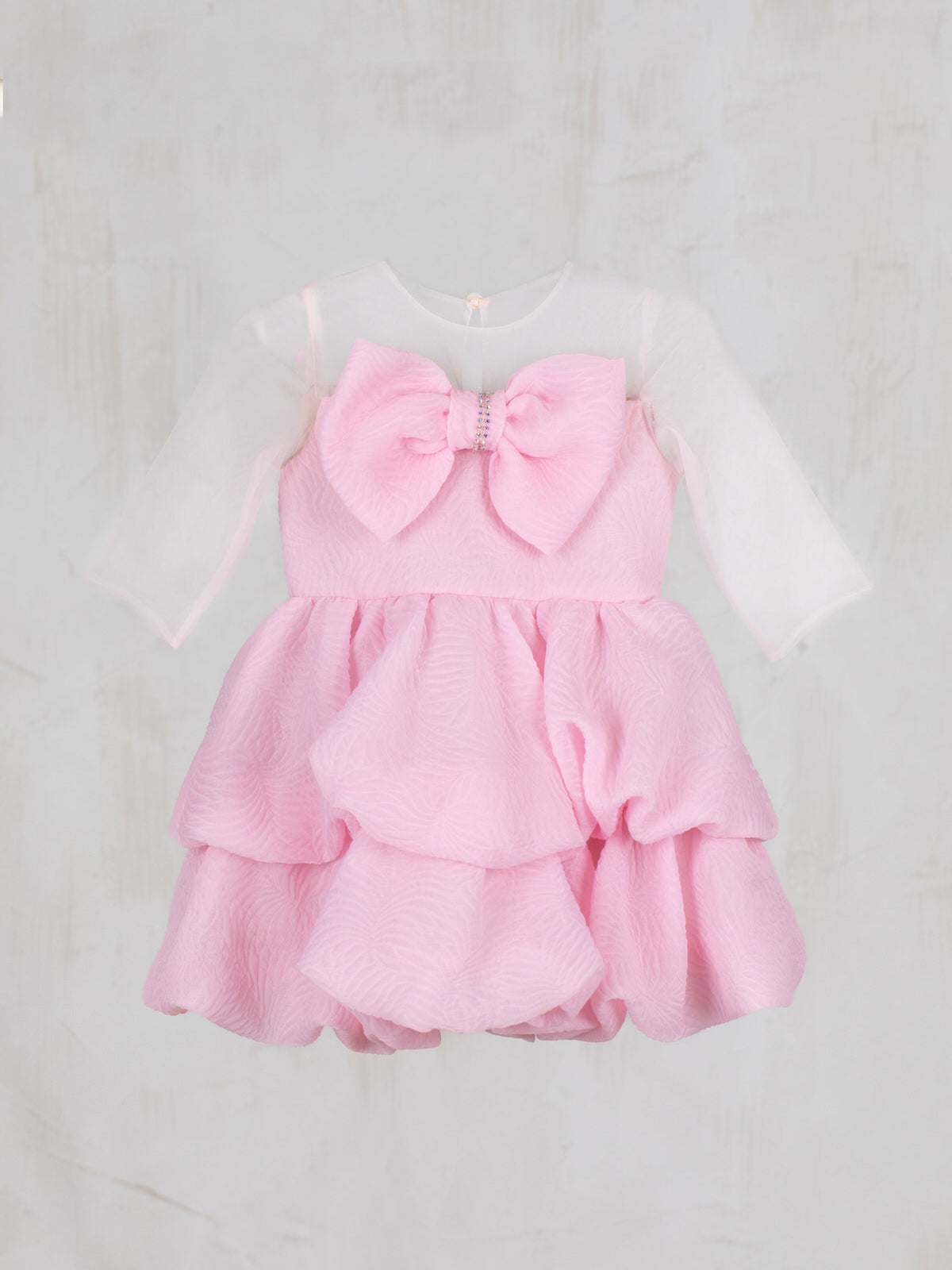 Girl's Balloon embossed dress long sleeve  - IROFILI WIND