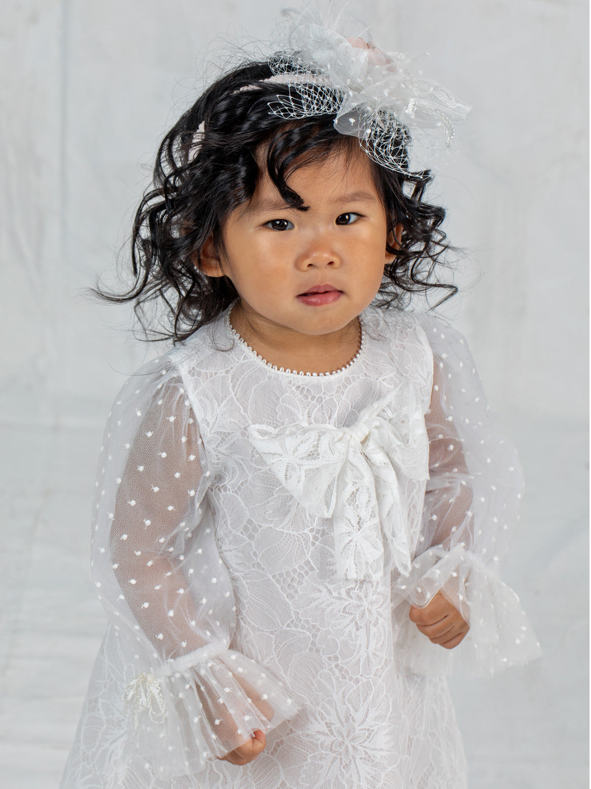 Baby lace dress with long sleeve - BETTI