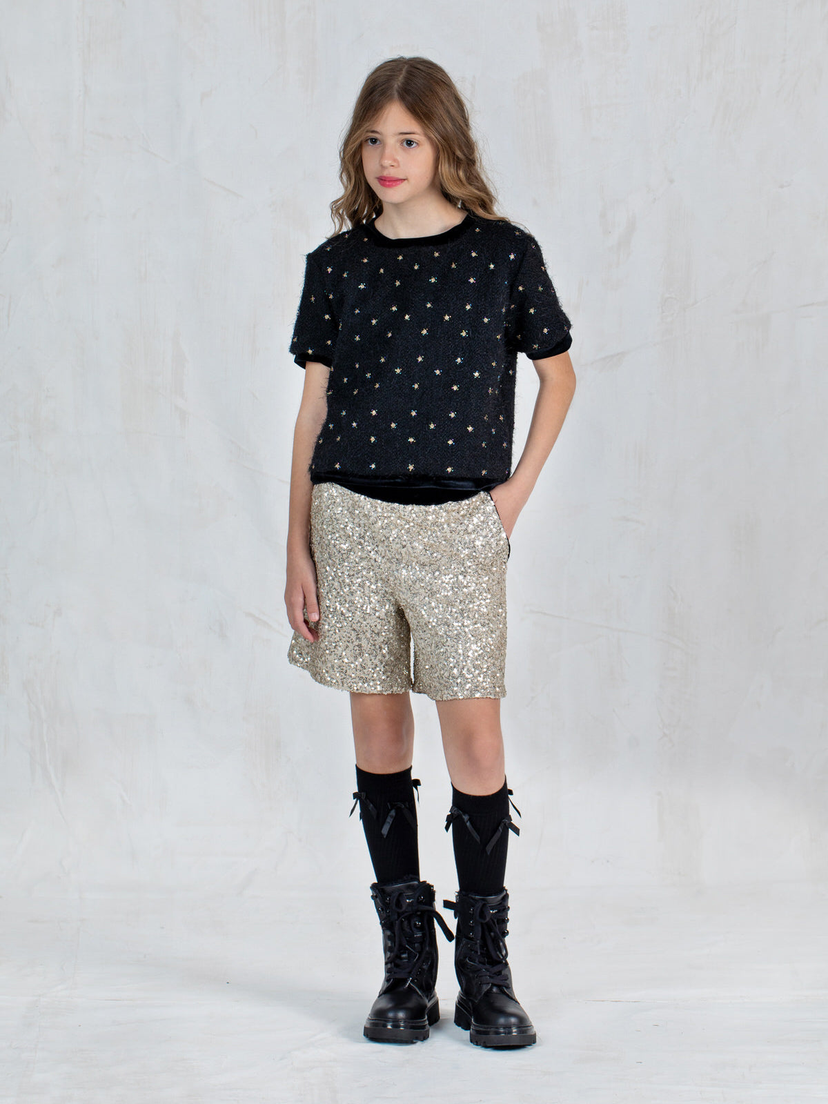 Girl's Bouclé top with sequins and beads - LIBERTY