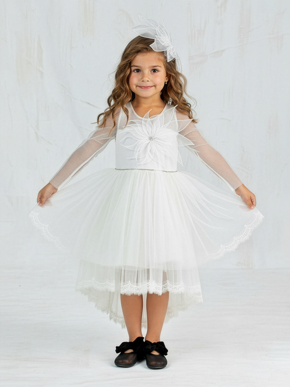 Girl's lace asymmetrical dress – SCOTTIE