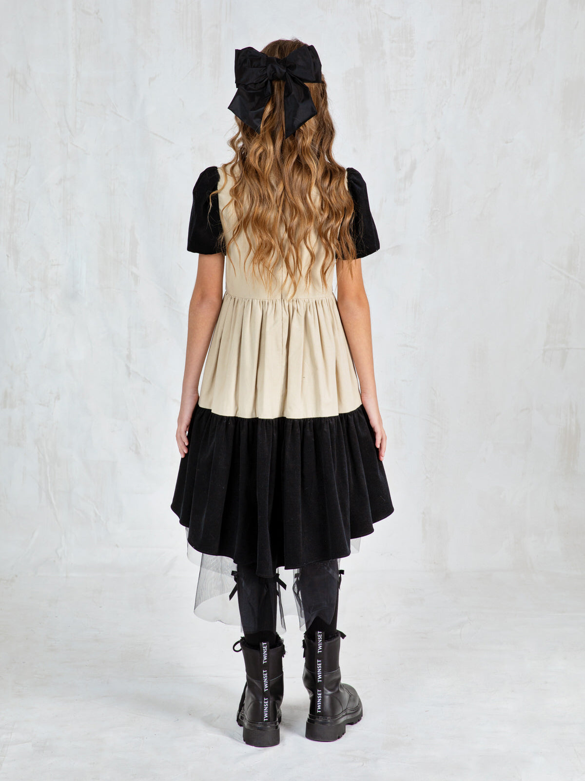 Elegant Corduroy Dress for girl-BLACK FOREST