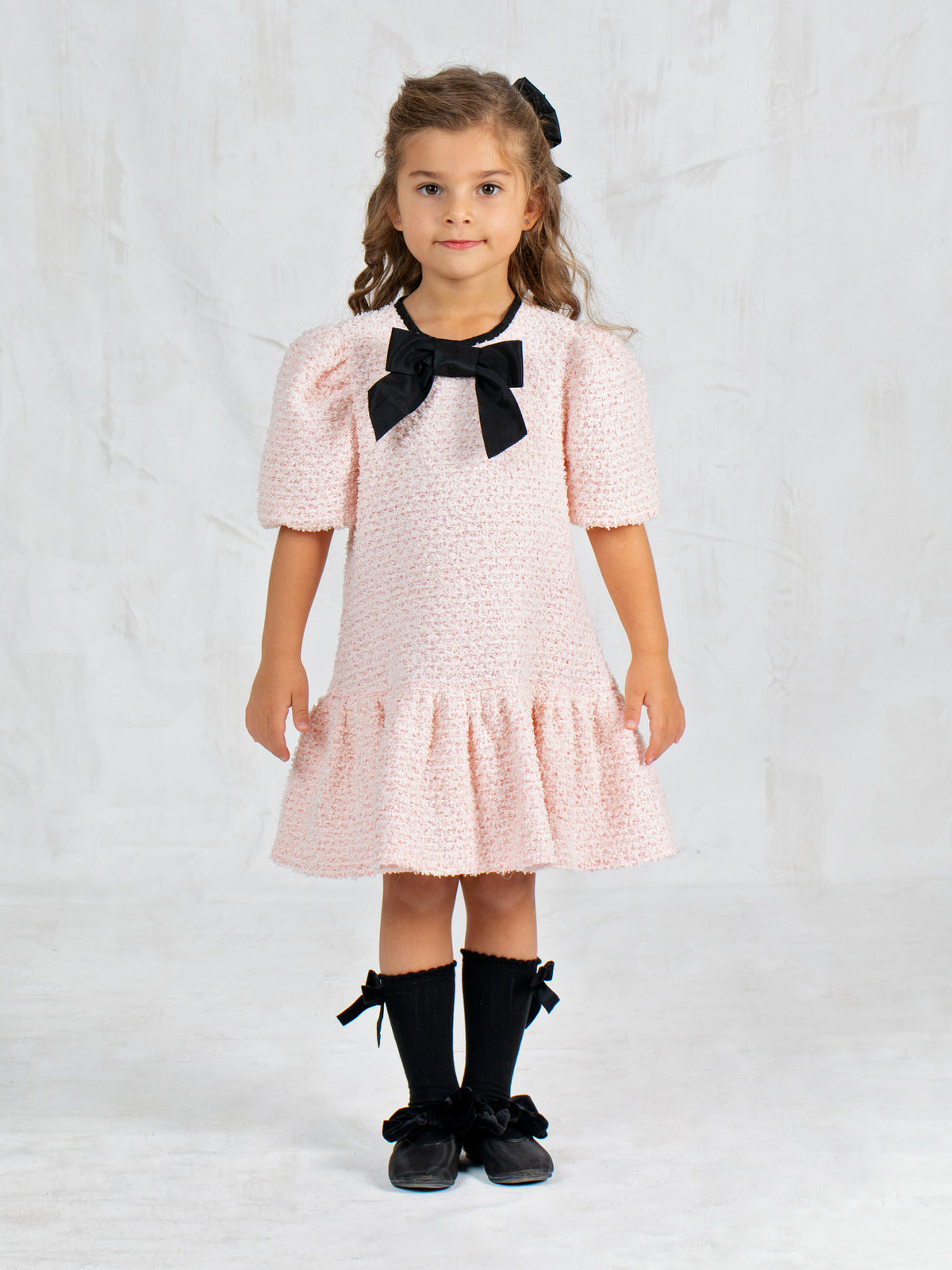 Girls' jacquard dress with ruffles - CHELSY