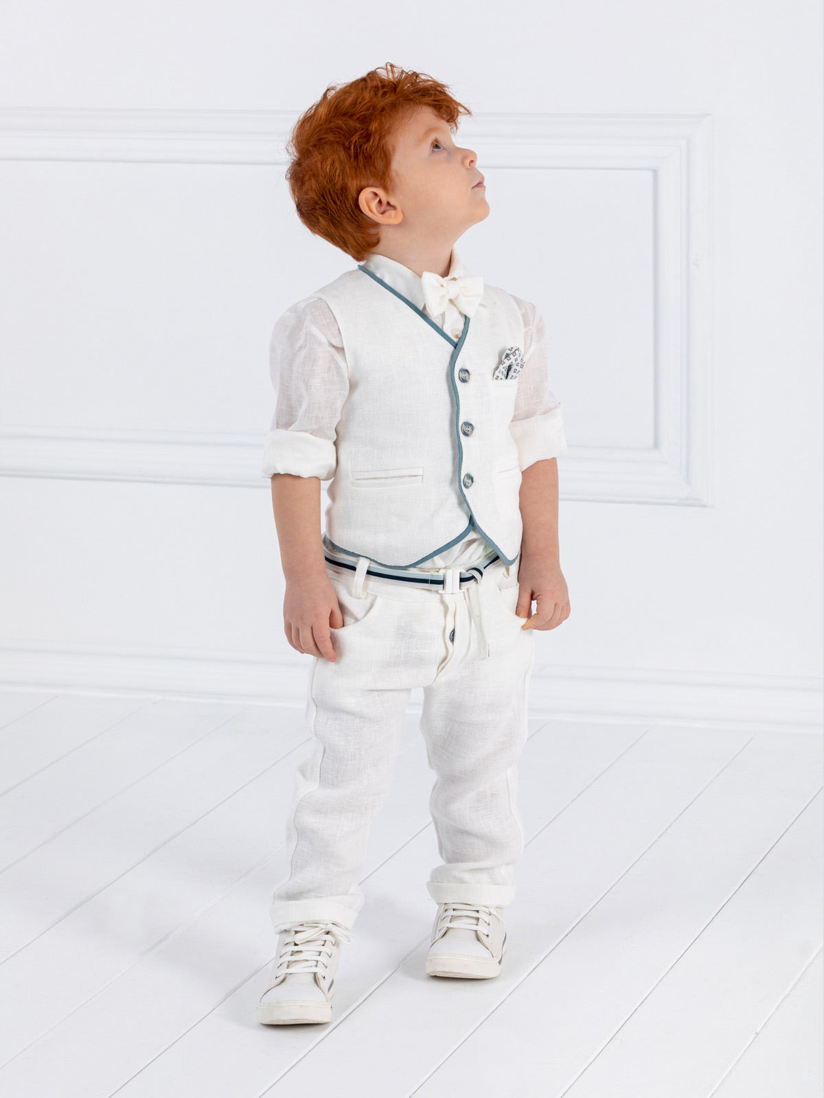 Boy's Linen Baptism outfit set 7pcs - BORK