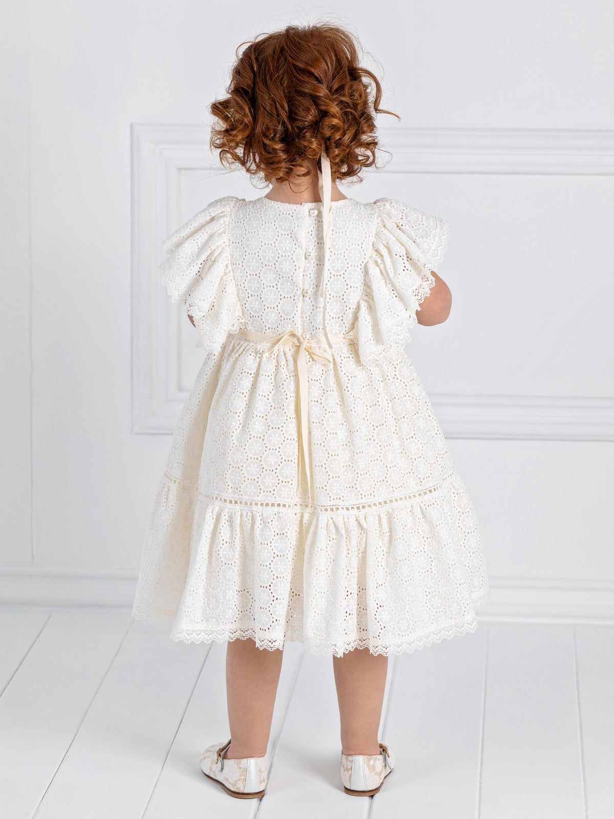 Girl's dress with broderie lace - MALOU