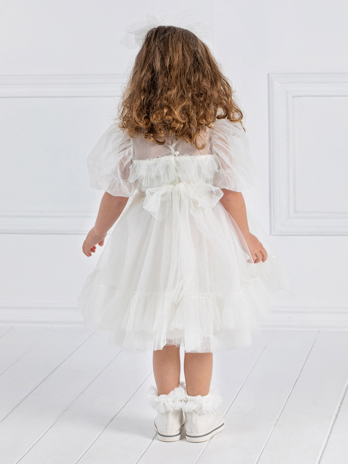 Girl's tulle dress with maxi bow - RICH