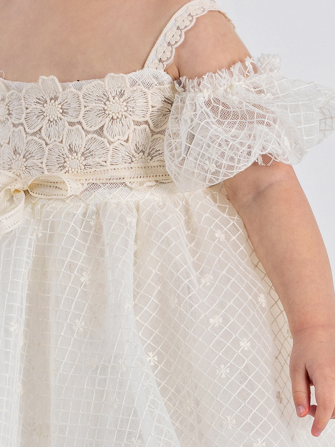 Δαντελένιο Φόρεμα Βάπτισης με ασύμμετρη φούστα-CHARM