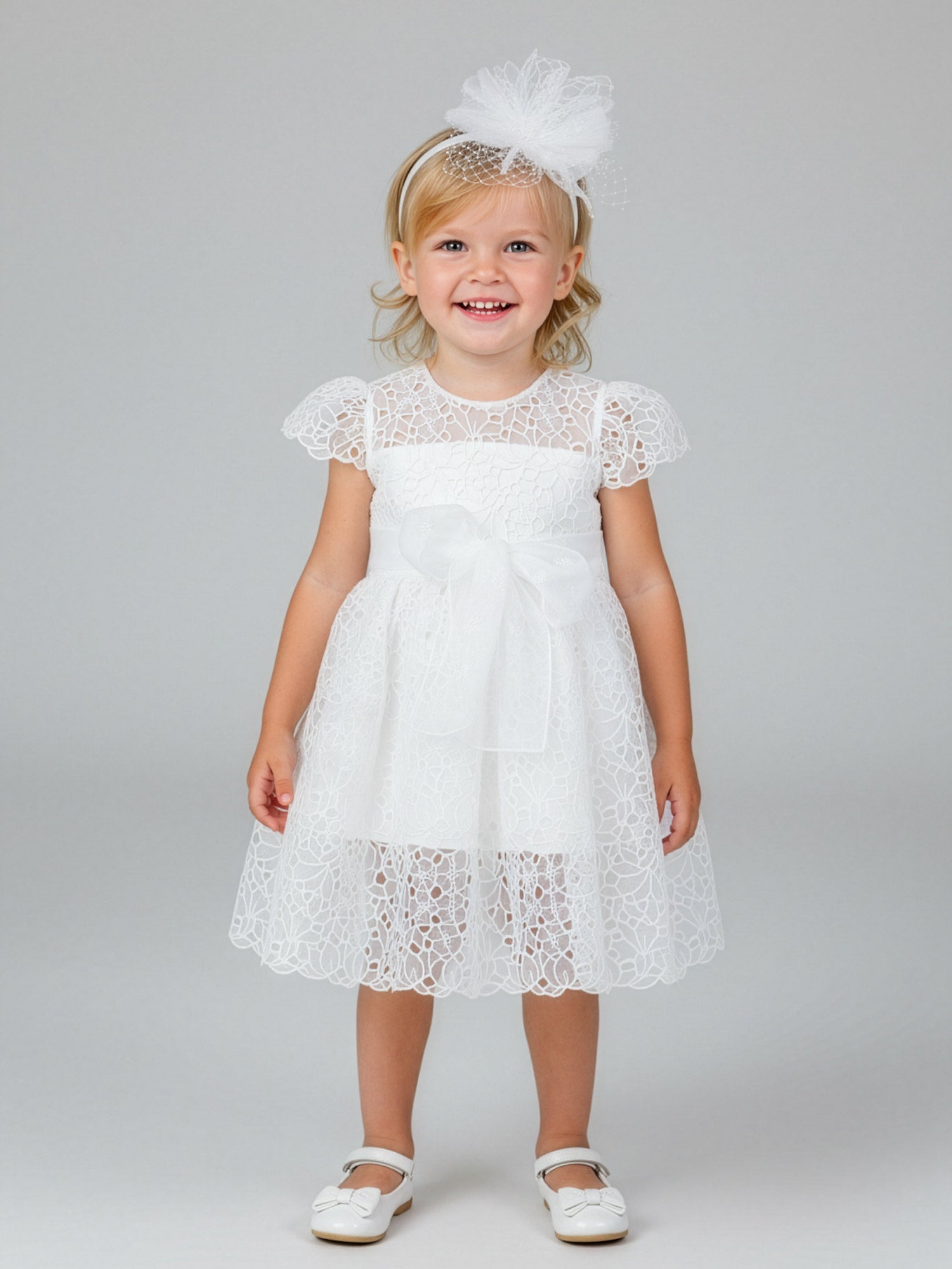Girl's dress with broderie lace-DELIA