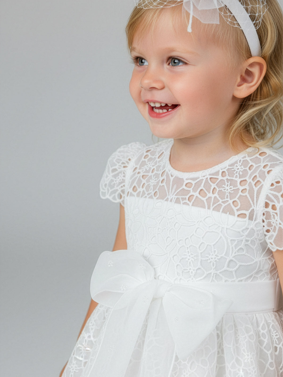 Girl's dress with broderie lace-DELIA