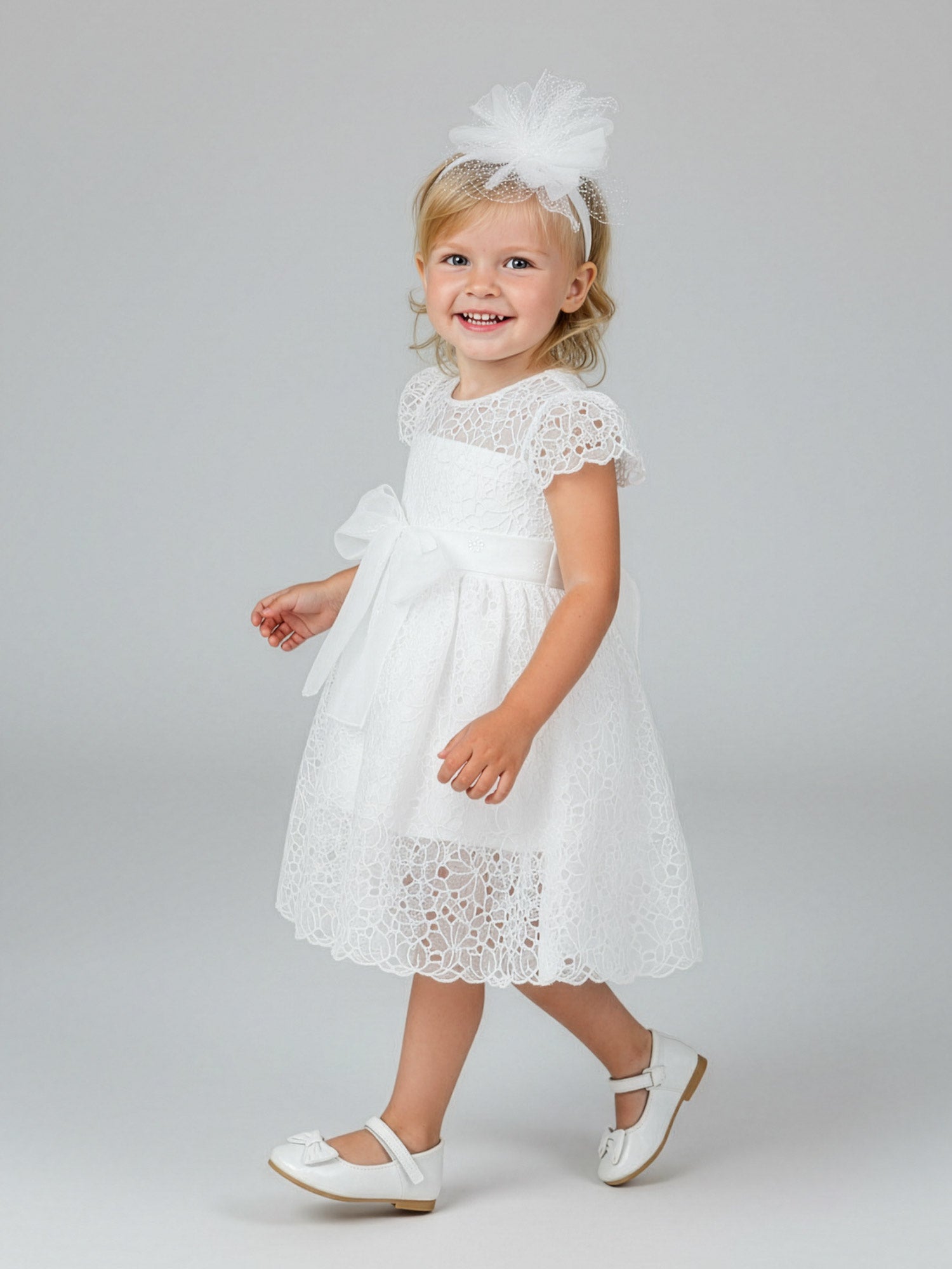 Girl's dress with broderie lace-DELIA
