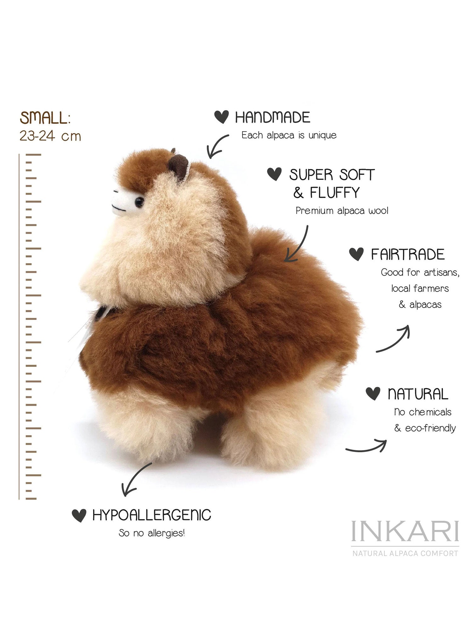 Inkari Alpaca- Μαλακό παιχνίδι -MOCCACHINO-Small 23cm