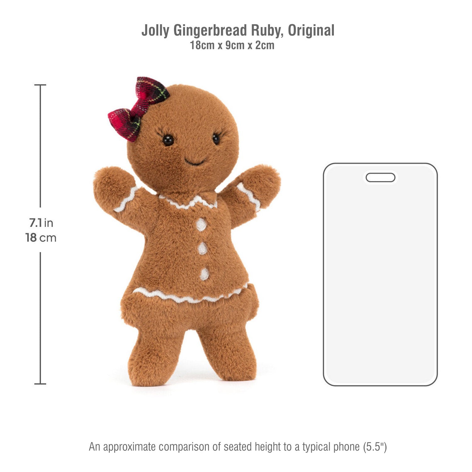 Jellycat soft toy Jolly Gingerbread Ruby-JGB3R