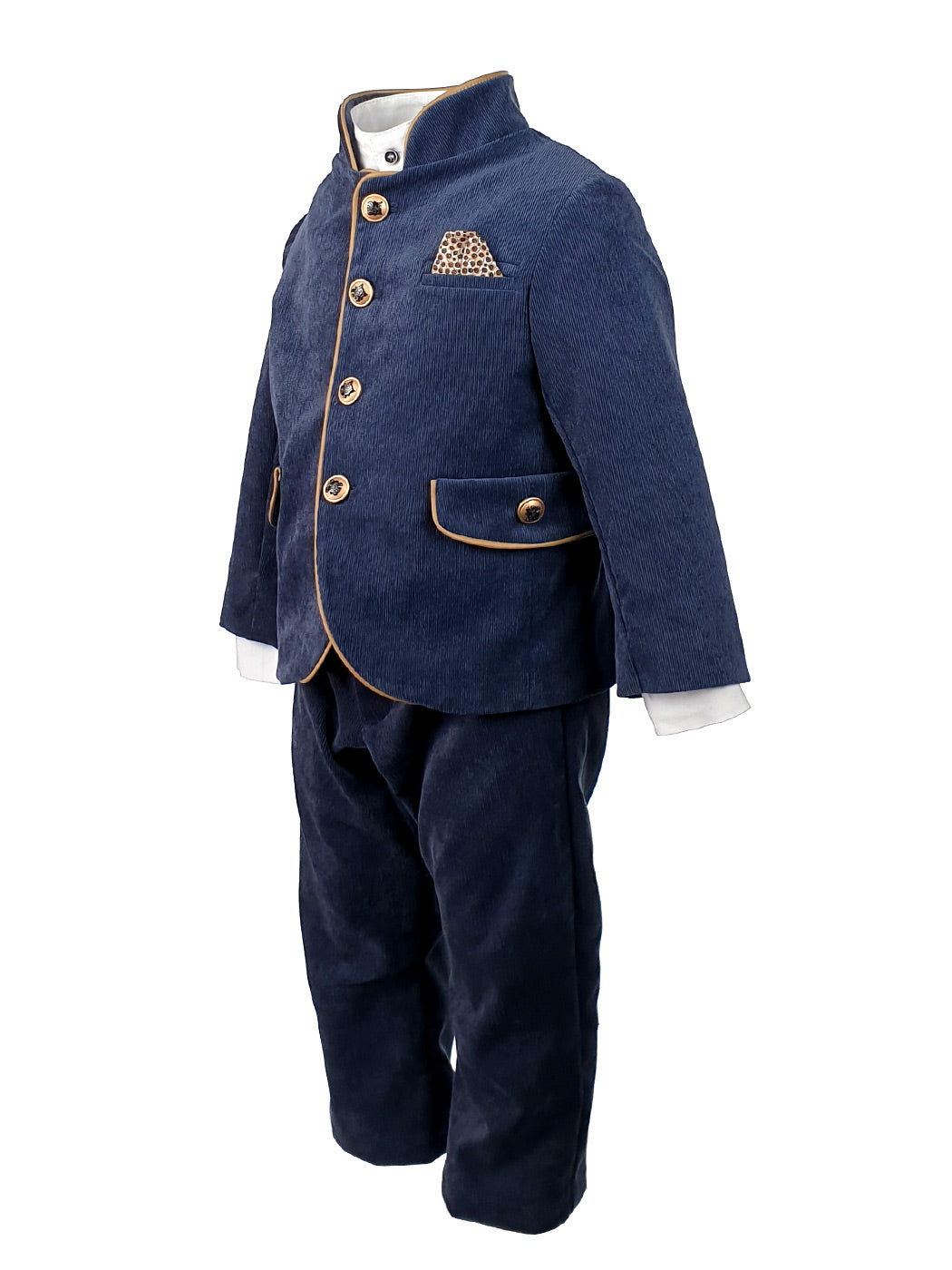 Baptism corduroy suit for boy - JOGGI Blue