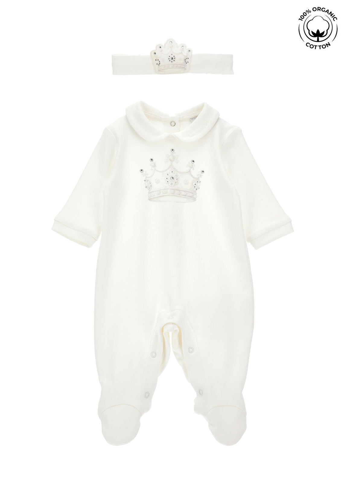 Monnalisa-Jumpsuit with Rhinestone crown headband-35F503