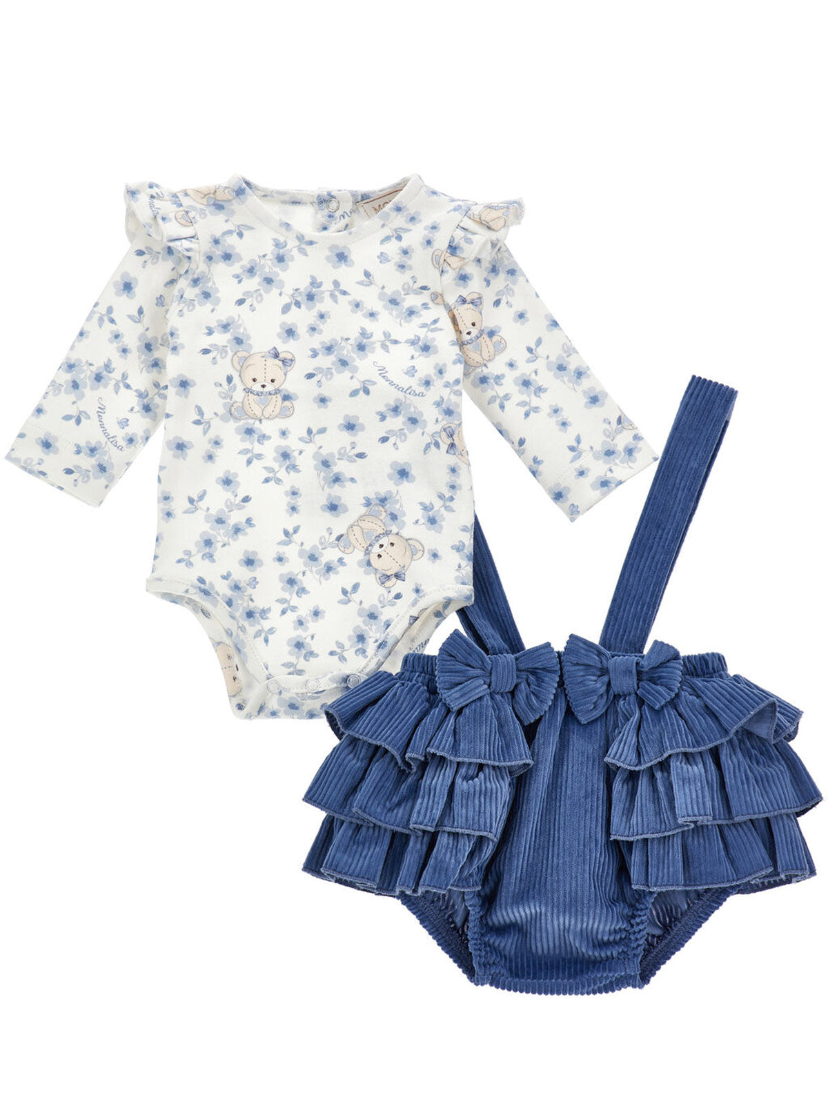 Monnalisa Γαλάζιο Βρεφικό σύνολο με τύπωμα αρκουδάκια