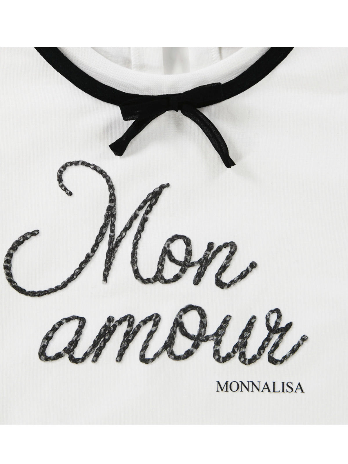 Monnalisa Μπλούζα με φιόγκο και τύπωμα Mon Amour