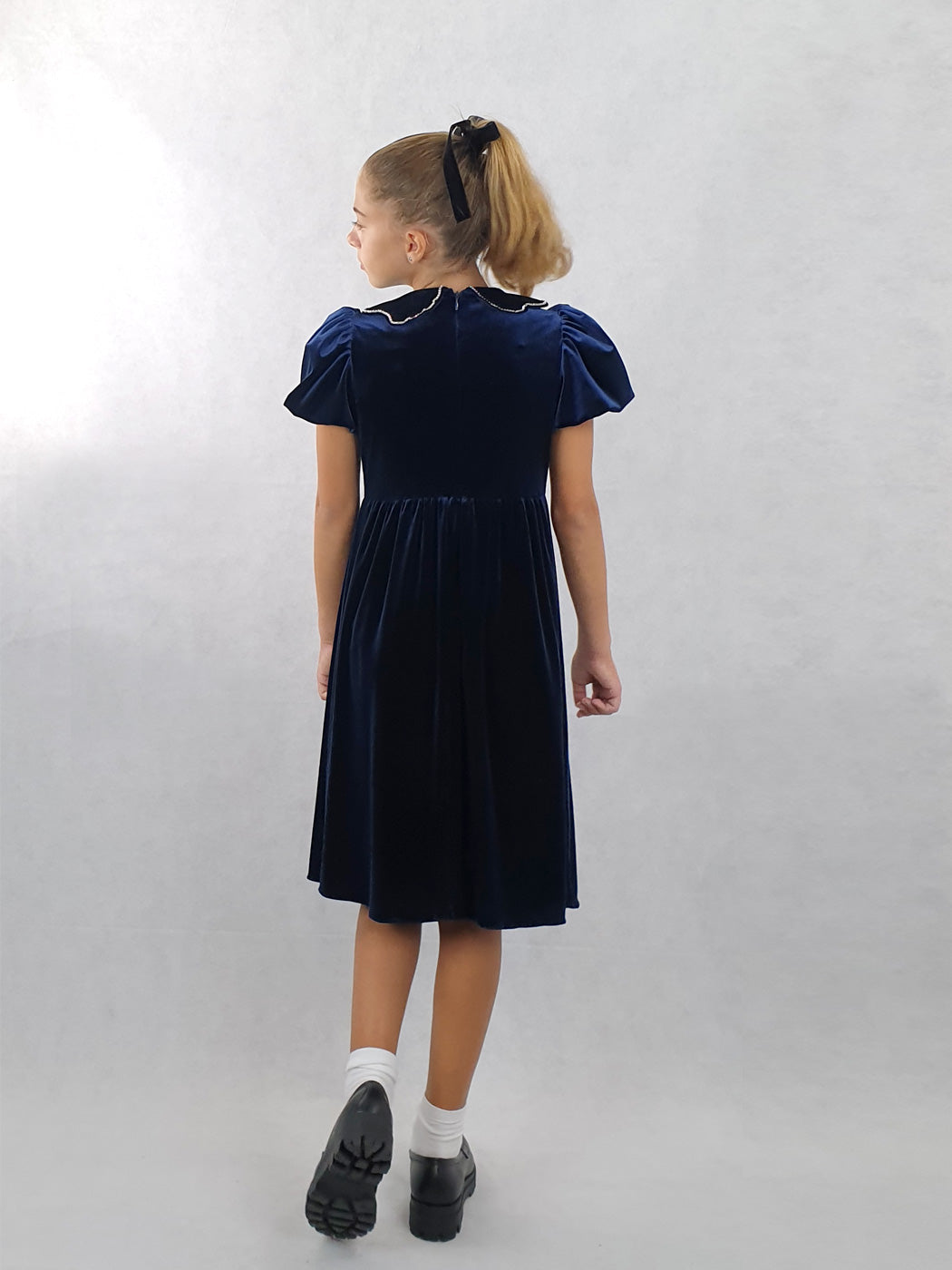 Κοριτσίστικο βελούδινο φόρεμα με στρας - MANILLA Blue