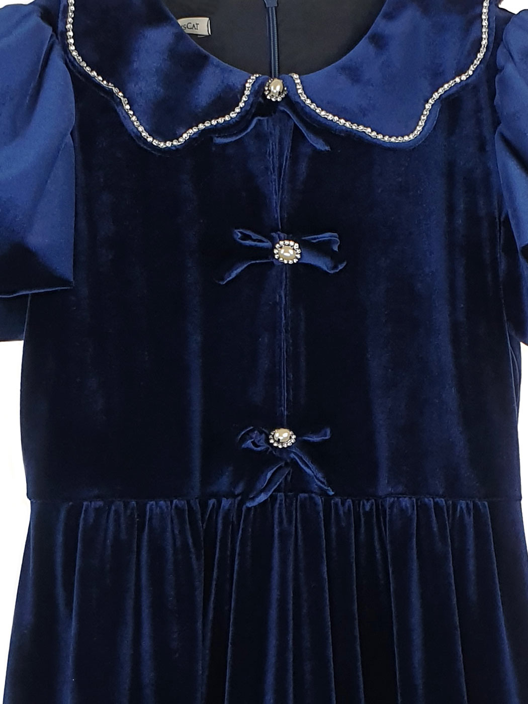 Girl's velvet dress with rhinestones - MANILLA Blue