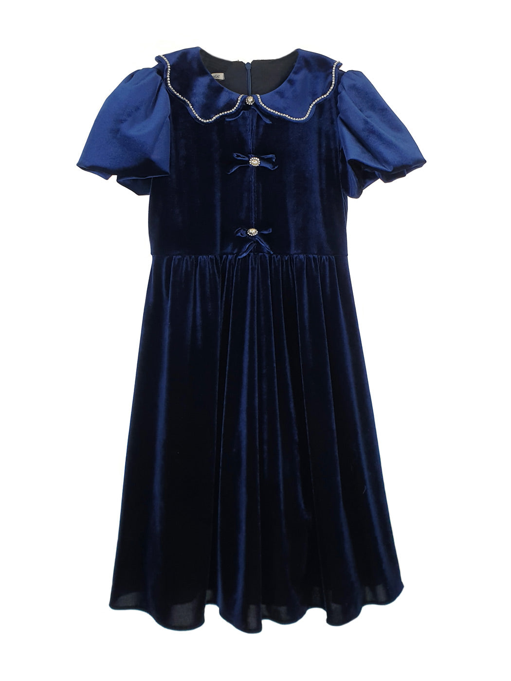 Girl's velvet dress with rhinestones - MANILLA Blue