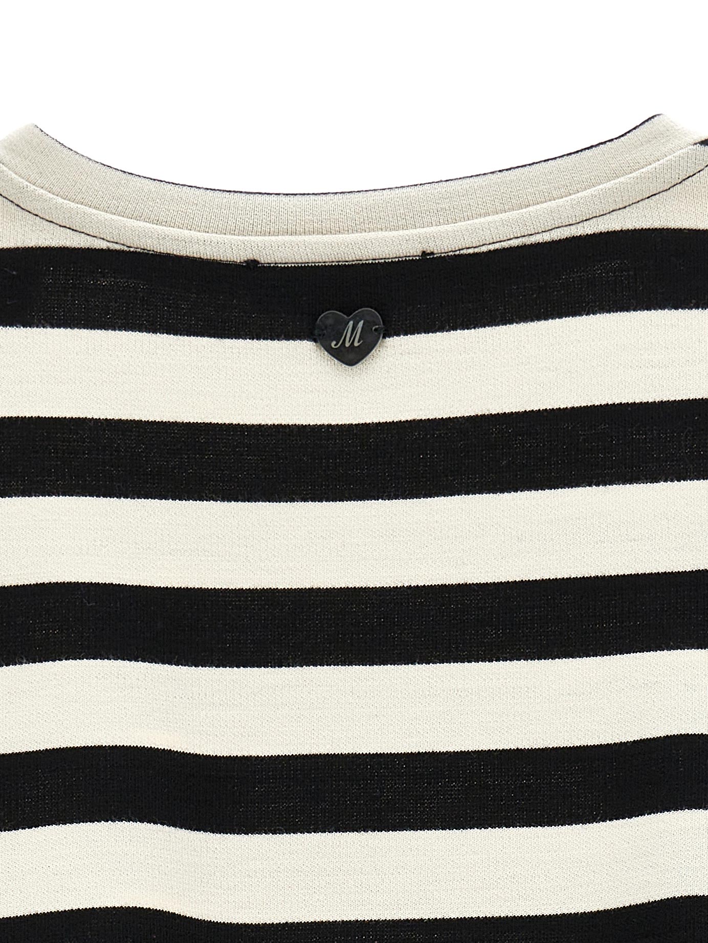 MONNALISA Girl's striped maxi T-shirt-11B6282217 Black & white