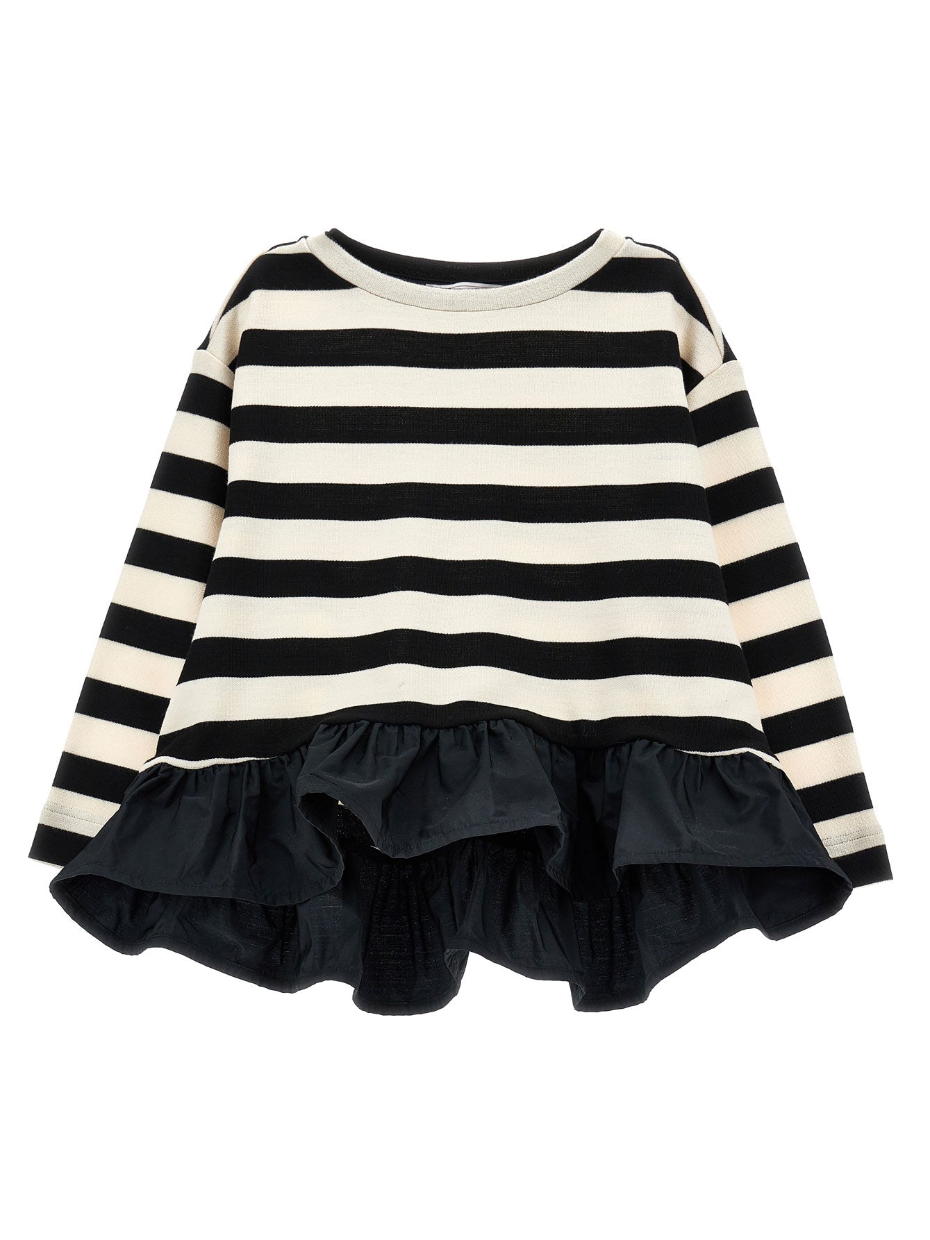 MONNALISA Girl's striped maxi T-shirt-11B6282217 Black & white
