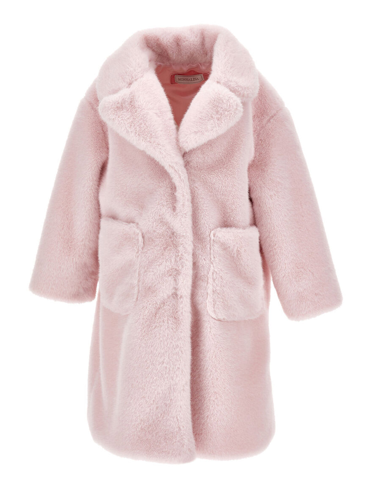 Monnalisa Ροζ Βελούδινο παλτό Teddy για κορίτσια